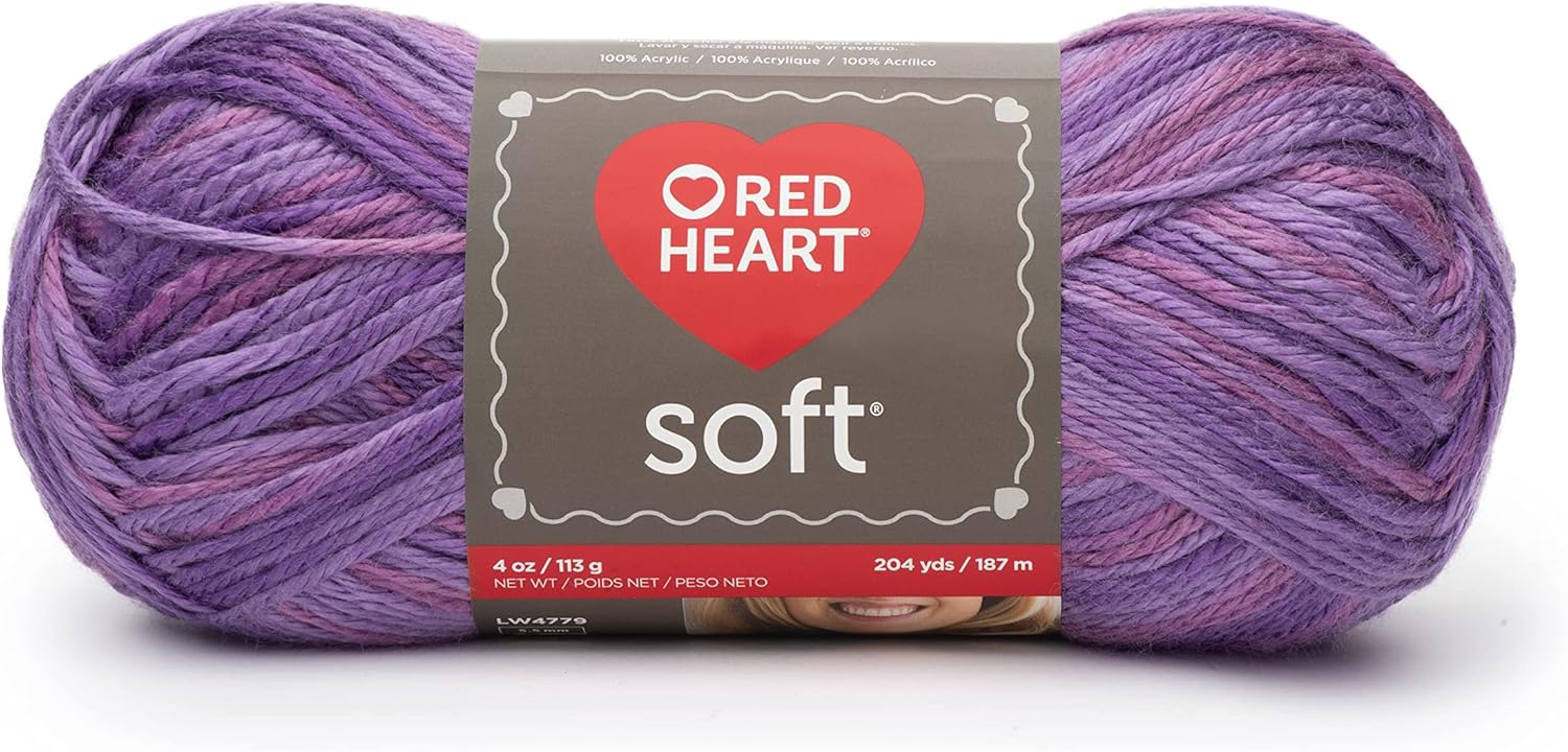 Red Heart Hilo suave de pluma, paquete de 3 unidades de 3.99 oz4 onzas, acrílico, 4 medianos (peinado), 256 yardas, tejidoganchillo