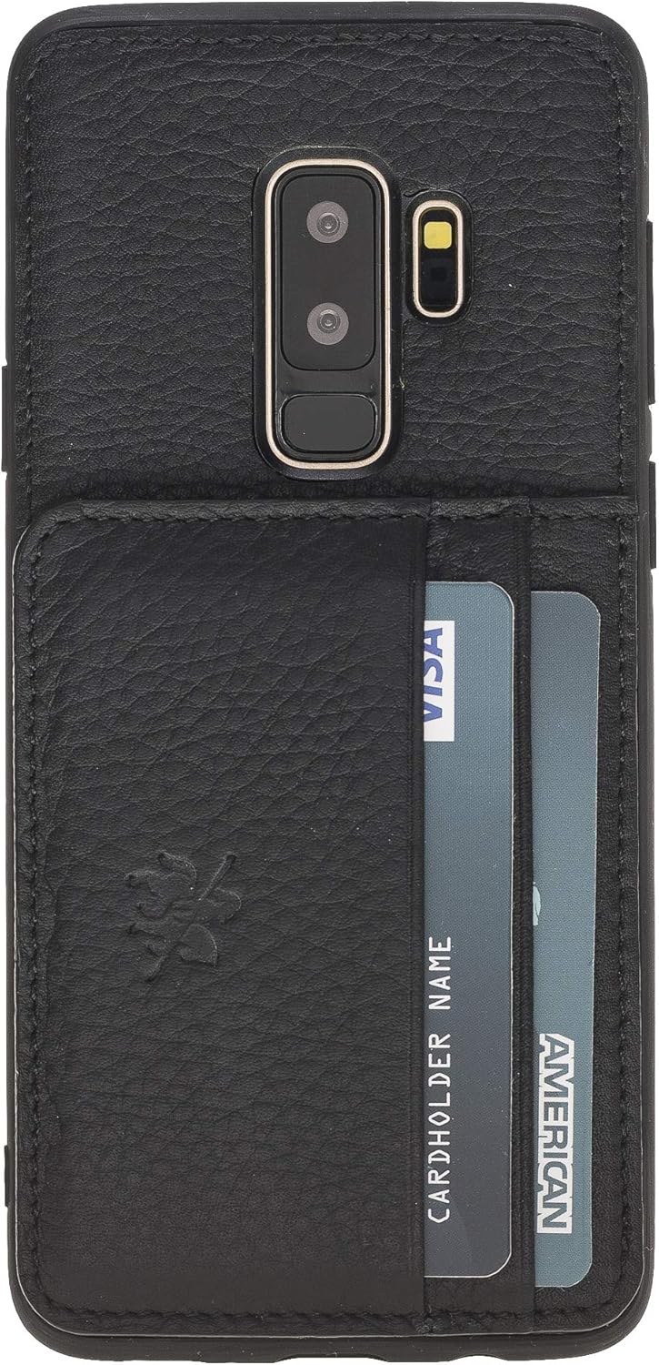 Venito Pisa – Funda de piel con soporte para Samsung Galaxy S9+ Plus, color negro