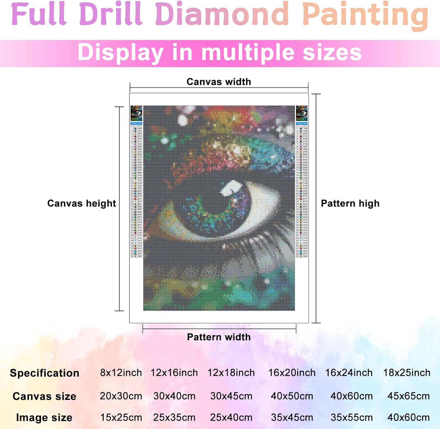 Kit de pintura de diamantes para ojos, kit de arte de diamantes para adultos, 5D encantadores puntos de diamante redondo para la interferencia de