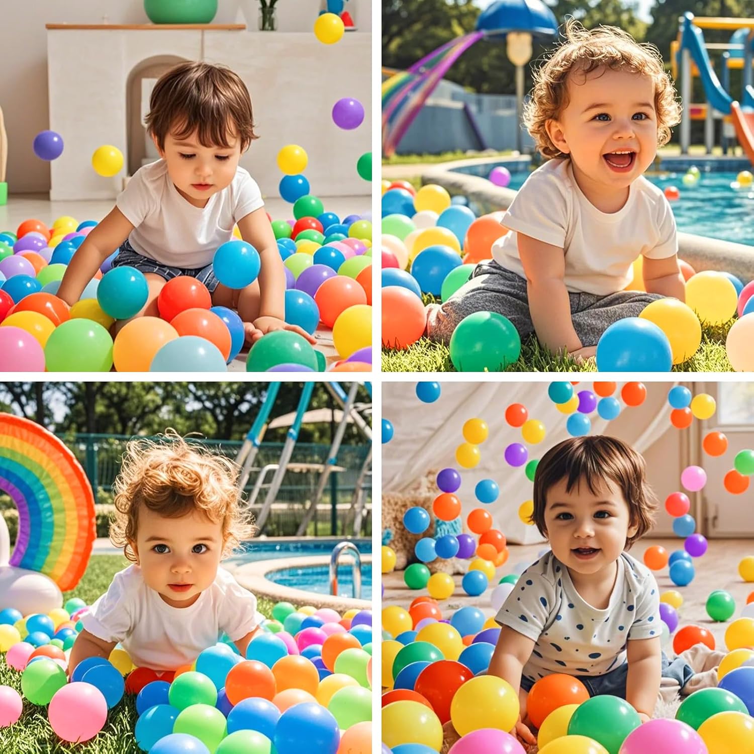 PlayMaty Pelotas para piscinas de bolas, sin ftalatos, sin BPA, coloridas, de plástico, para jugar al océano, pelotas de piscina para niños,