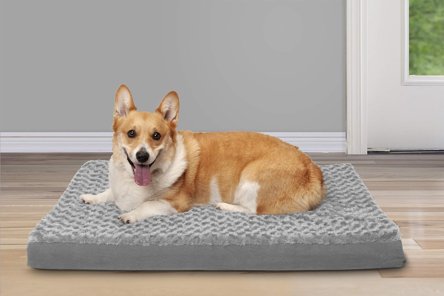 Furhaven Cama de gel refrescante para perros medianosgrandes de hasta 55 libras con funda extraíble y lavable, colchón de gamuza y piel sintética