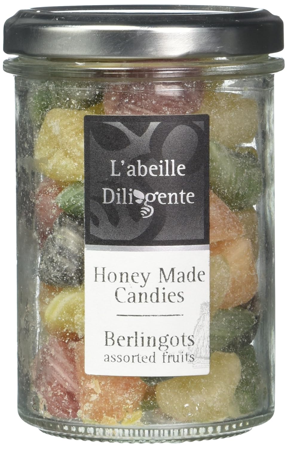 Abeille Diligente – Berlingot French Honey Candies, varios sabores de frutas (frambuesa, menta, naranja, grosella negra, pera), tarro de 6.00 oz