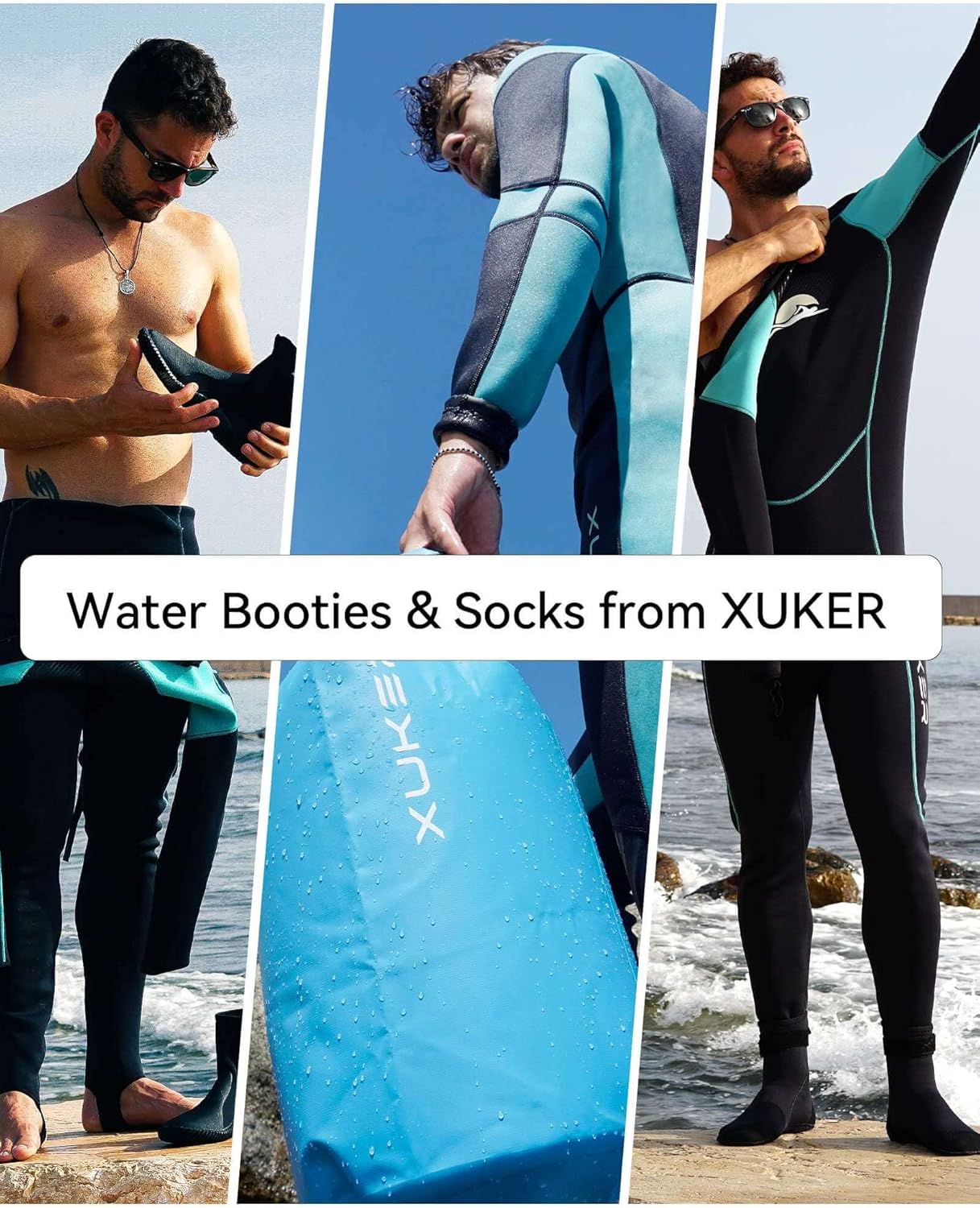 XUKER Botas de buceo de neopreno de 0.079 pulgadas, botines de neopreno para hombres y mujeres, zapatos de agua con suela antideslizante, zapatos de