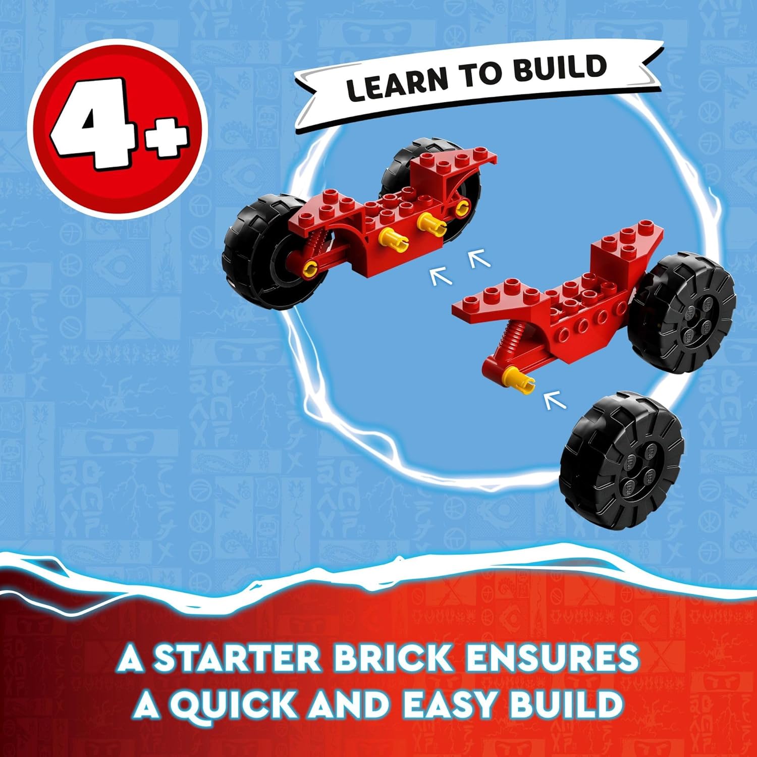 LEGO NINJAGO Kai and Ras 71789 – Juego de juguetes de construcción para principiantes, cuenta con un juguete de auto ninja y bicicleta más 2