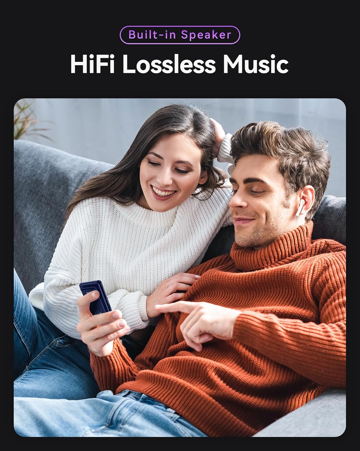 AGPTEK Reproductor de MP3 con Bluetooth 5.3, A30X 2.4 pulgadas, pantalla táctil completa de 32 GB, reproductor de música con clip y banda de brazo,