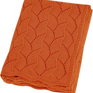 SHOWYVAN Mantas neutras para bebé, 100% algodón, de punto de ganchillo, transpirable, suave, color naranja, manta de punto para bebé, para niños y SHOWYVAN Mantas neutras para bebé, 100% algodón, de punto de ganchillo, transpirable, suave, color naranja, manta de punto para bebé, para niños y