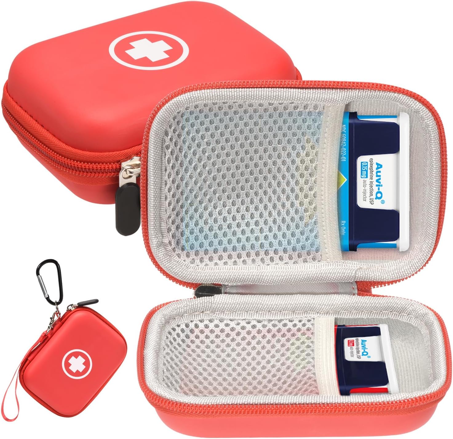 Auvi Q Estuche de transporte, bolsa de emergencia portátil para medicina para 2 inyectores automáticos Auvi-Q, inhalador de asma, aerosol nasal,