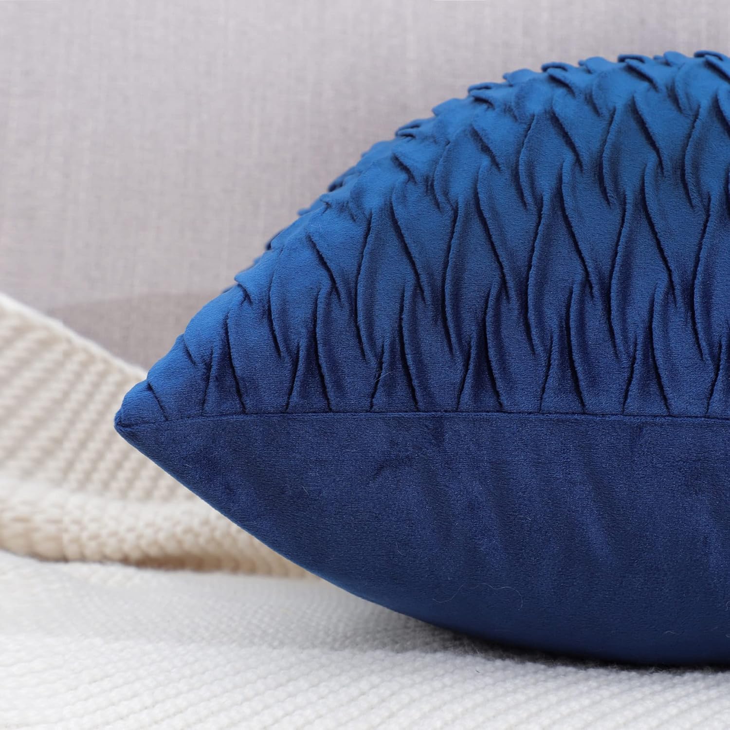 MADIZZ Juego de 2 fundas de almohada decorativas de terciopelo súper suave con textura y estilo europeo lujoso, fundas estilo europeo para sofá y