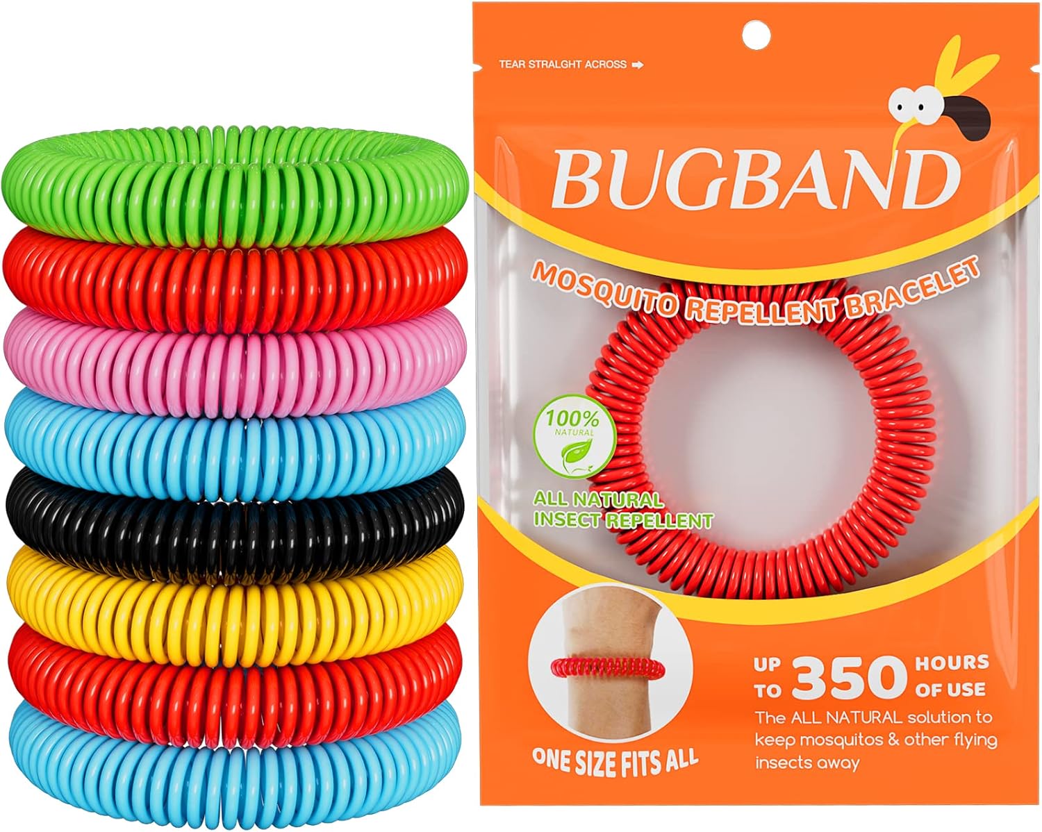 Paquete de 24 pulseras de mosquitos, pulseras de mosquitos al aire libre para adultos y niños, bandas impermeables envueltas individualmente sin DEET
