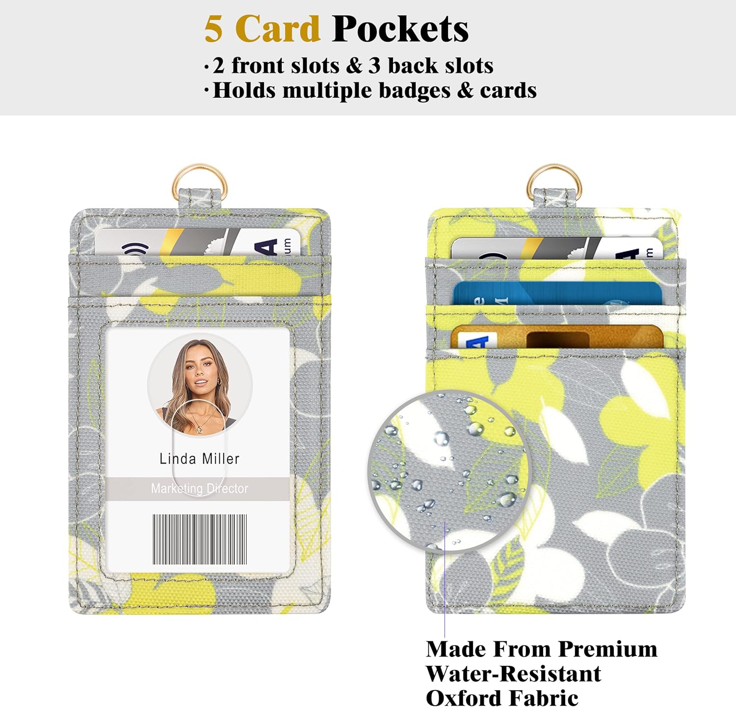 Azrra Soporte para tarjetas de identificación con cordones, soporte para tarjetas de identificación con 1 ventana de identificación transparente, 4