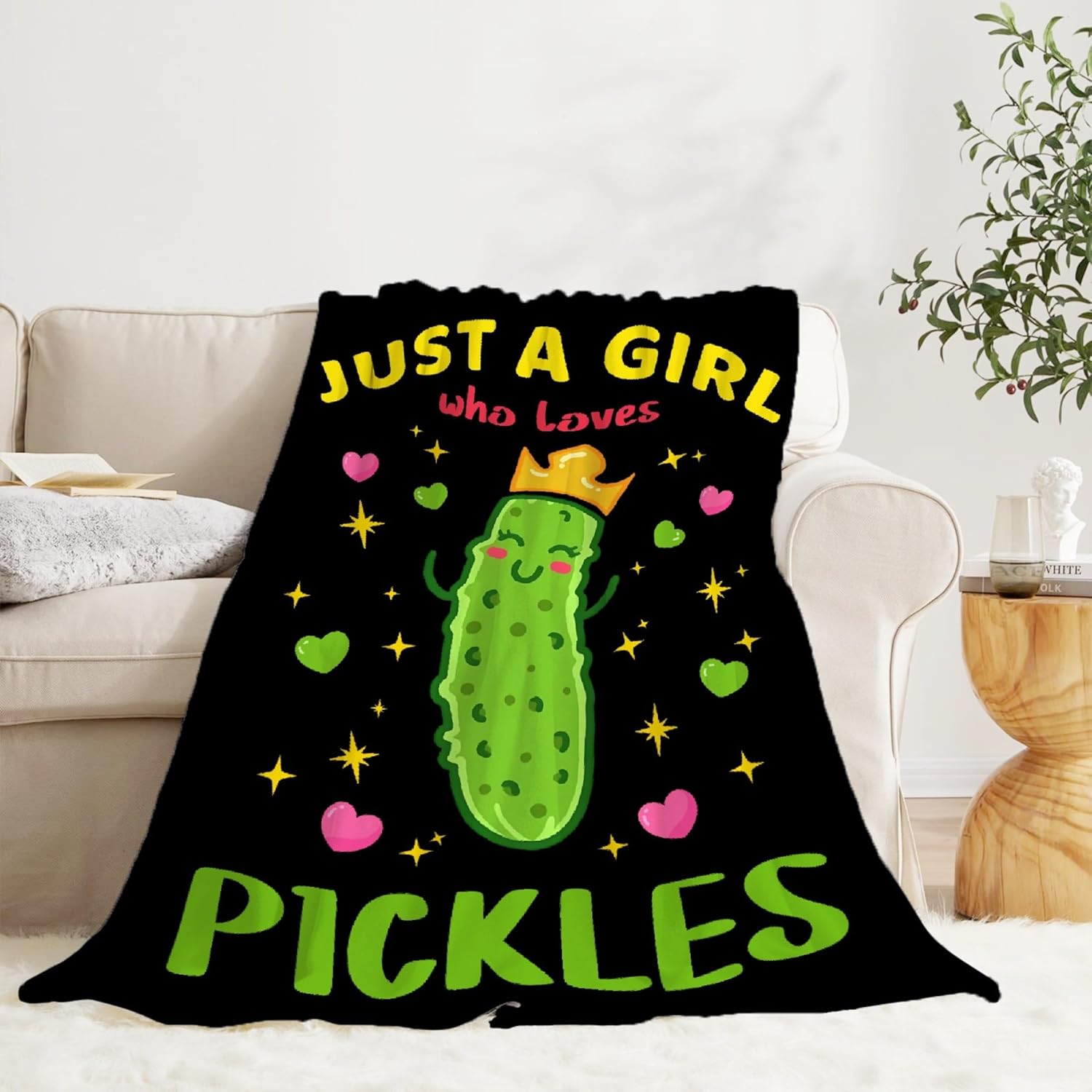 Just A Girl Who Loves Pickles – Manta para niños y niñas, regalo para los amantes de los pepinillos, franela suave y acogedora, ligera y cálida,