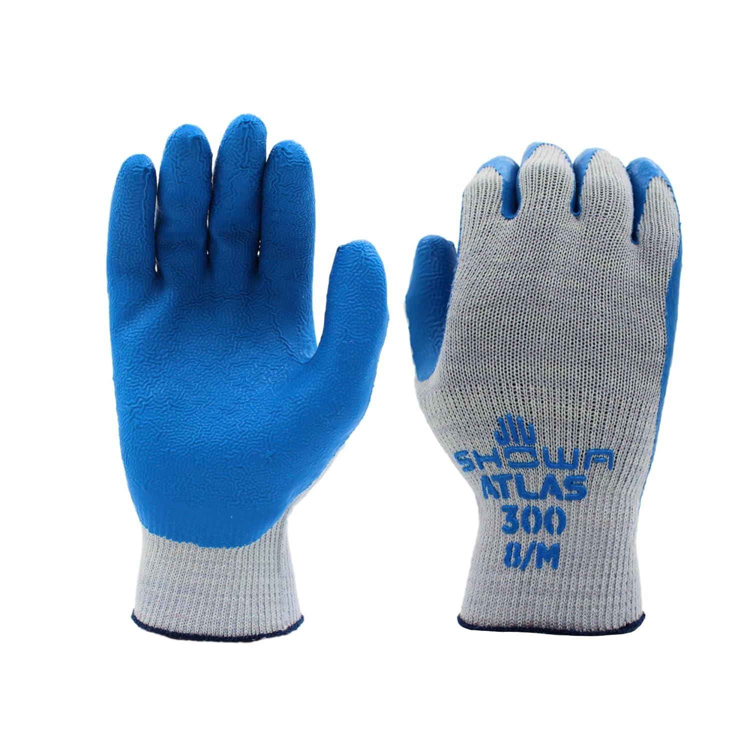 Showa Atlas 300BL-09 – Guantes ajustados con palma de recubrimiento de goma natural, color negro, grandes (paquete de 12 pares), 300XL-10.RT
