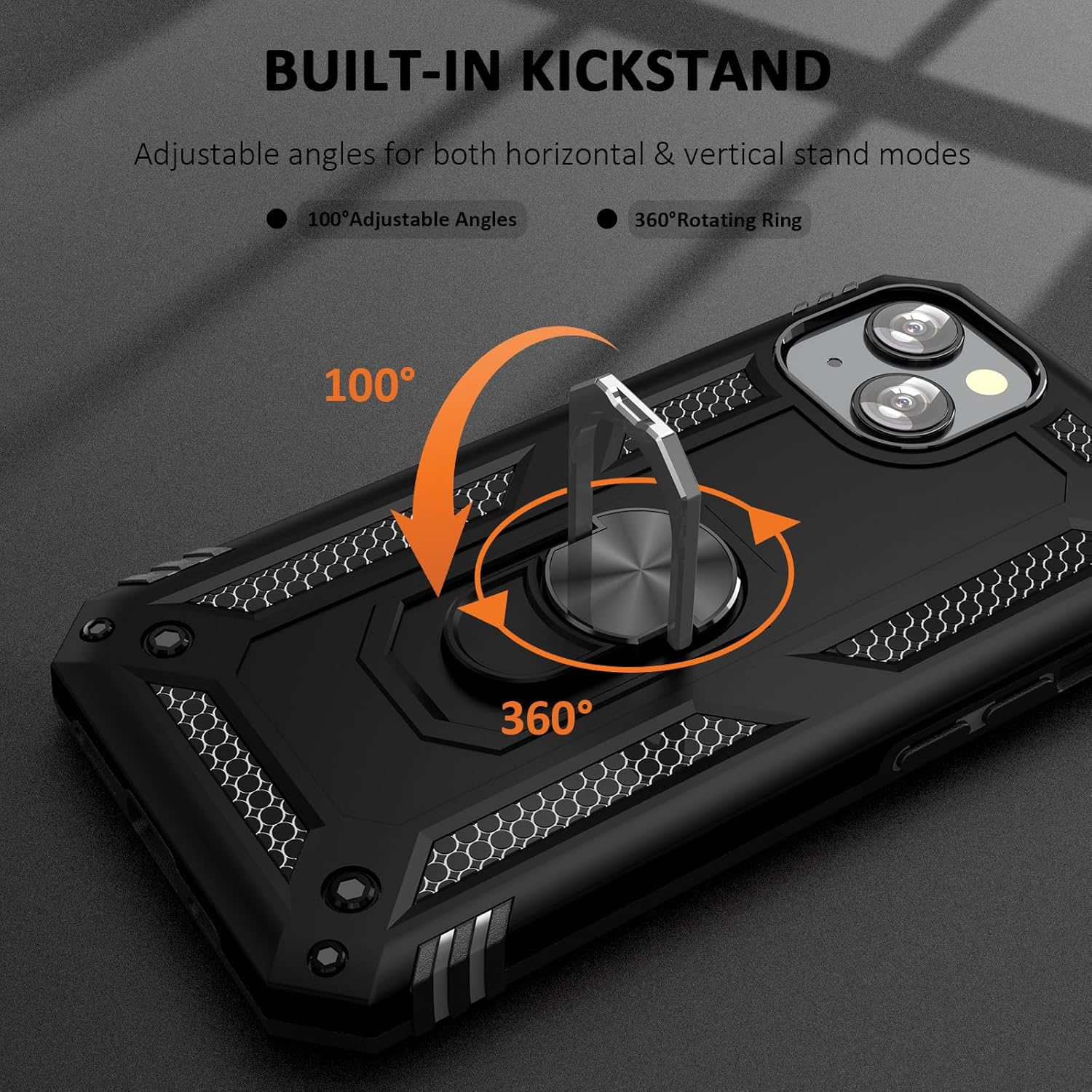 UKLCCU Funda de teléfono para iPhone 13 Mini iPhone 13 Mini Funda de teléfono para hombres Funda de armadura resistente con soporte y anillo para
