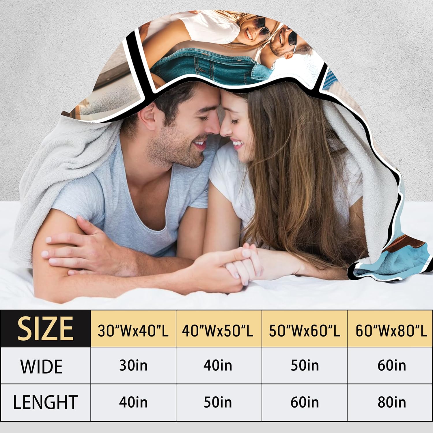 Funny DIY Regalos personalizados con texto en inglés “I Love You” para novio, manta personalizada con fotos y texto, regalos para parejas para