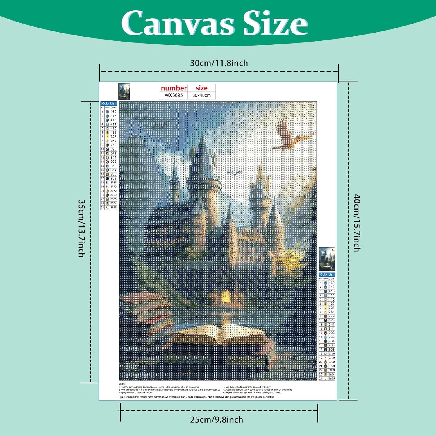 Lxmsja Libros mágicos de castillo 5D, pintura artística de diamantes para adultos, kits de pintura de diamantes, taladro completo redondo de