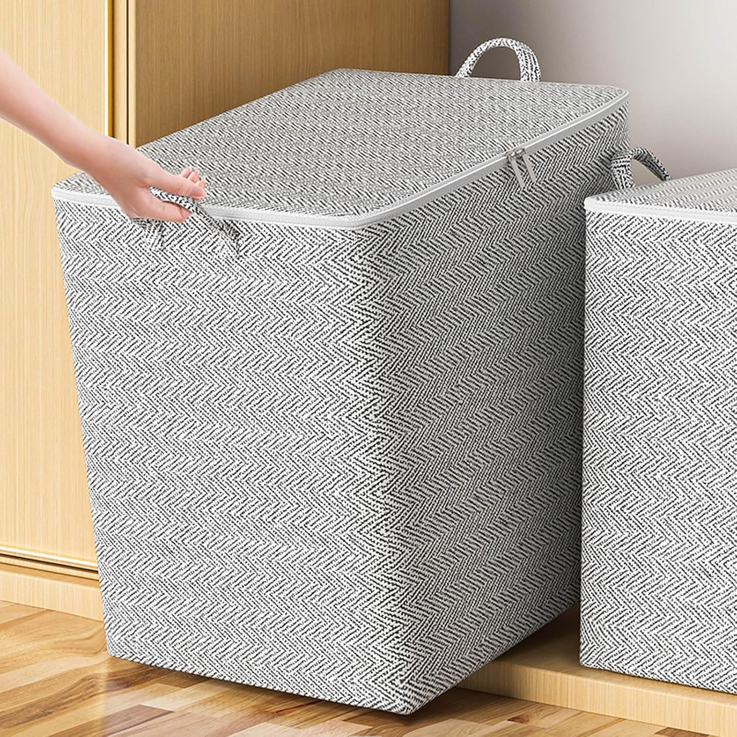 WMQPNNS Bolsa de almacenamiento plegable no tejida para ropa y ropa de cama organiza y ordena con facilidad (Z1-gris, L)