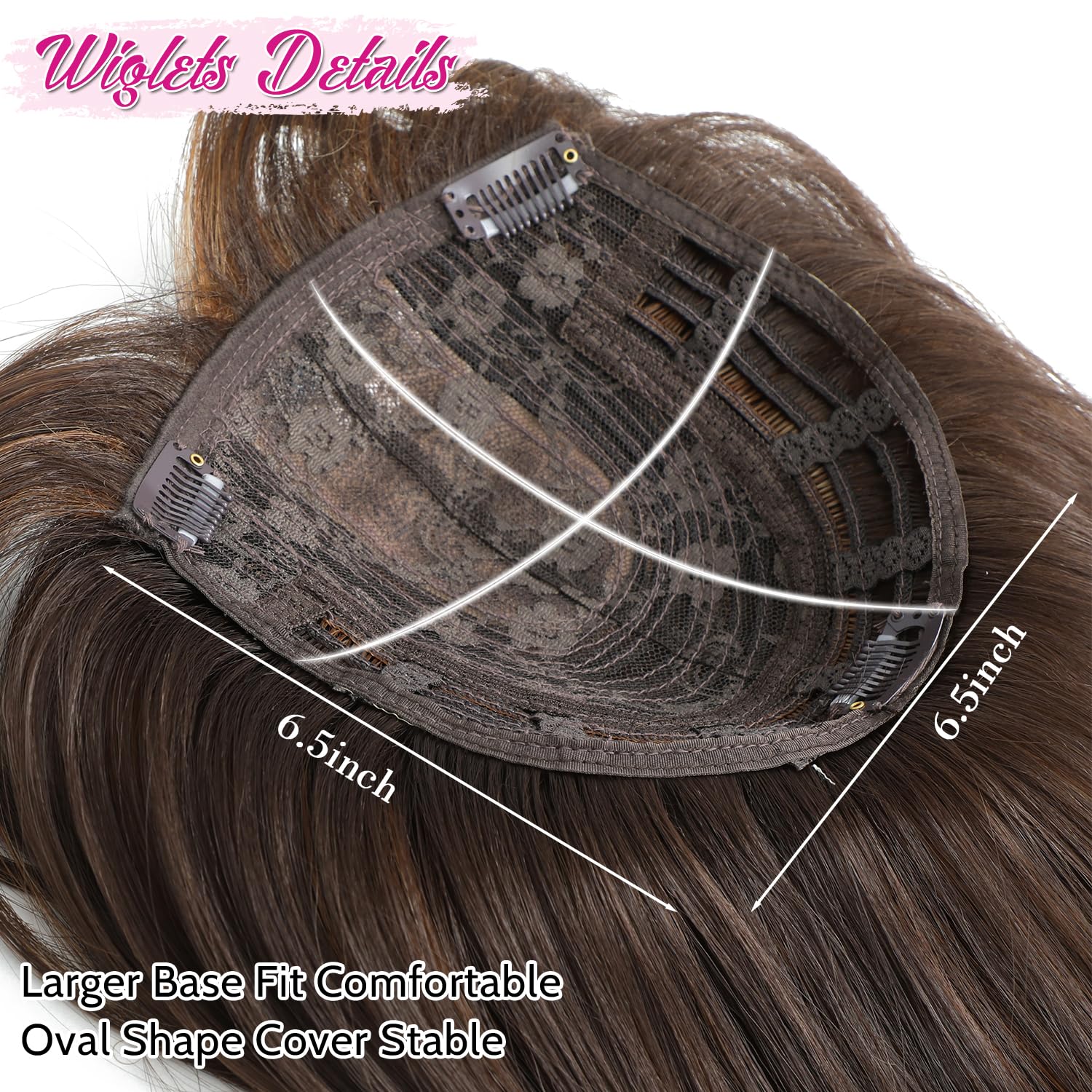 Ms Taj Cubrepelo de 18 pulgadas de largo en capas para mujer, adornos de pelo sintético para mujeres con cabello delgado, color marrón oscuro con