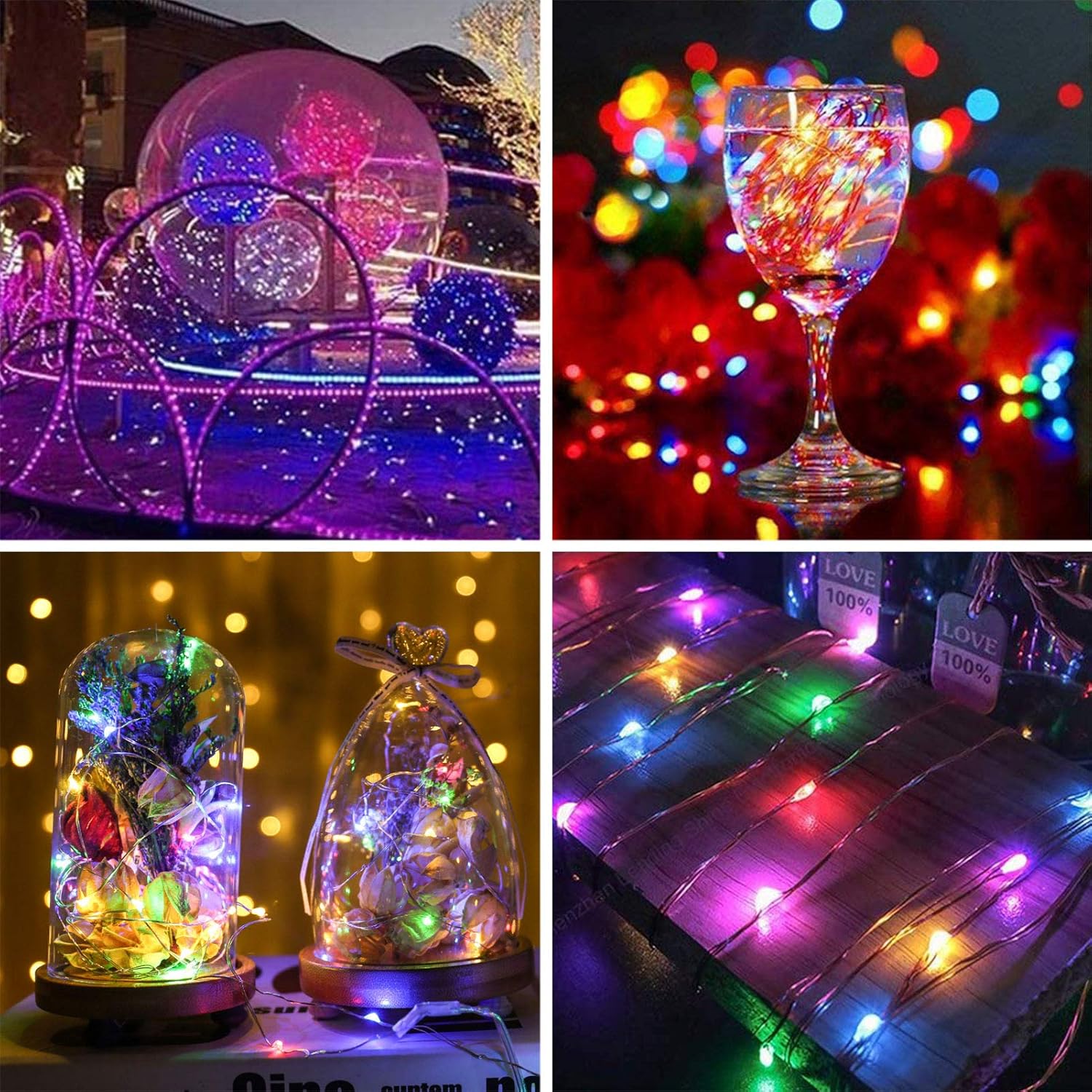 Paquete de 2 tiras de 200 luces LED con energía solar, alambre de cobre impermeable para exteriores, 8 modos, luces de hadas para jardín, patio,