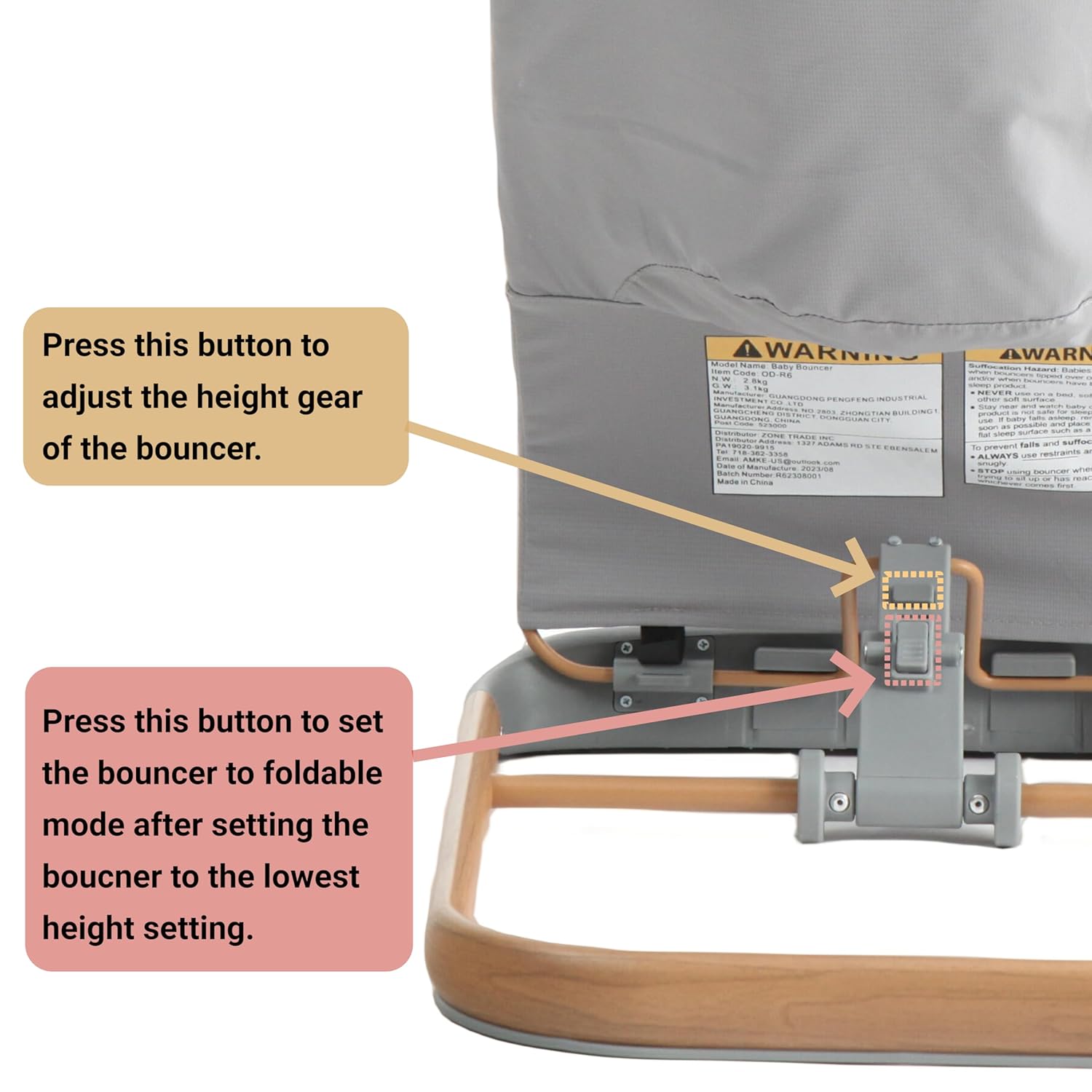 AMKE CooCon – Bouncer para bebé, asiento ergonómico para bebés con 3 posiciones reclinables, asiento de gorila portátil para recién nacido, diseño