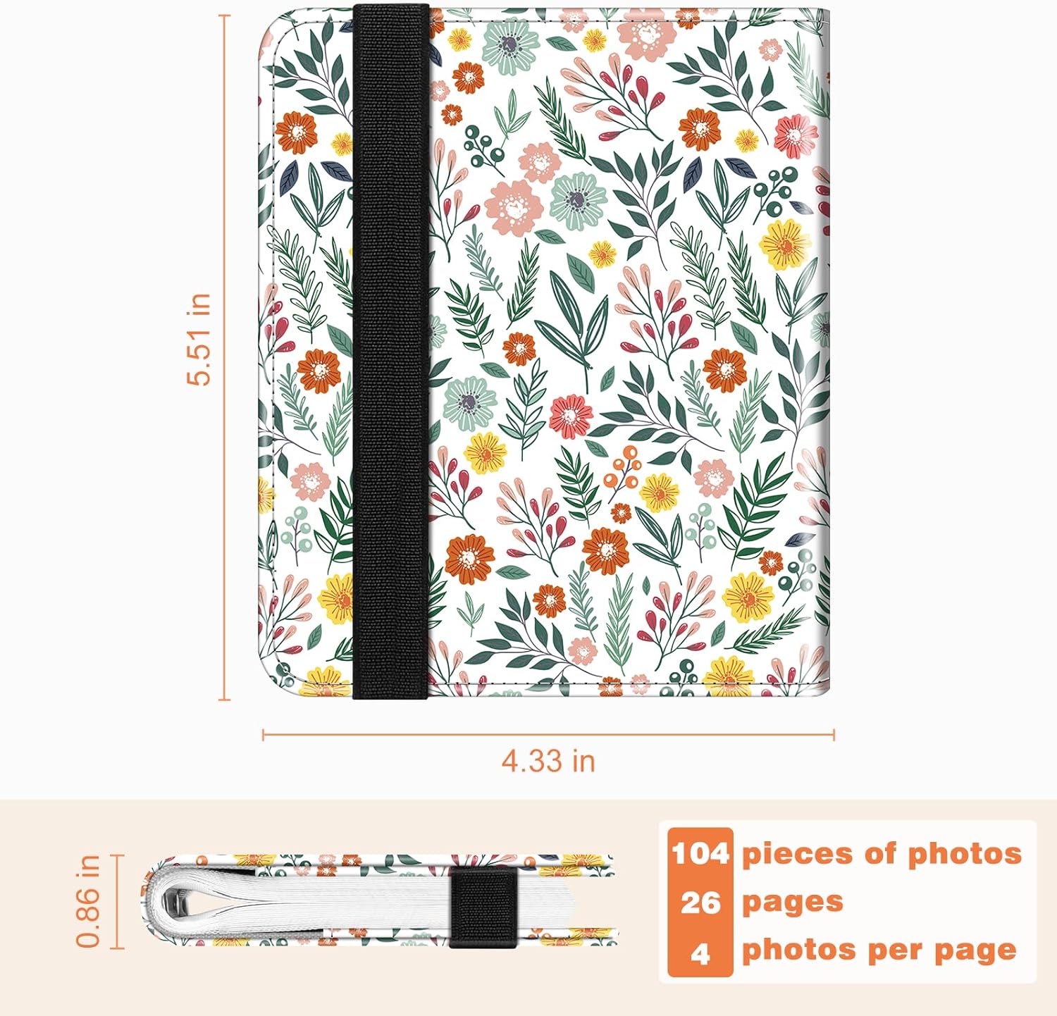 Fintie Mini álbum de fotos para película de 3 pulgadas, álbum de 104 bolsillos para cámara instantánea Fujifilm Instax Mini 12EVO1140 e impresora