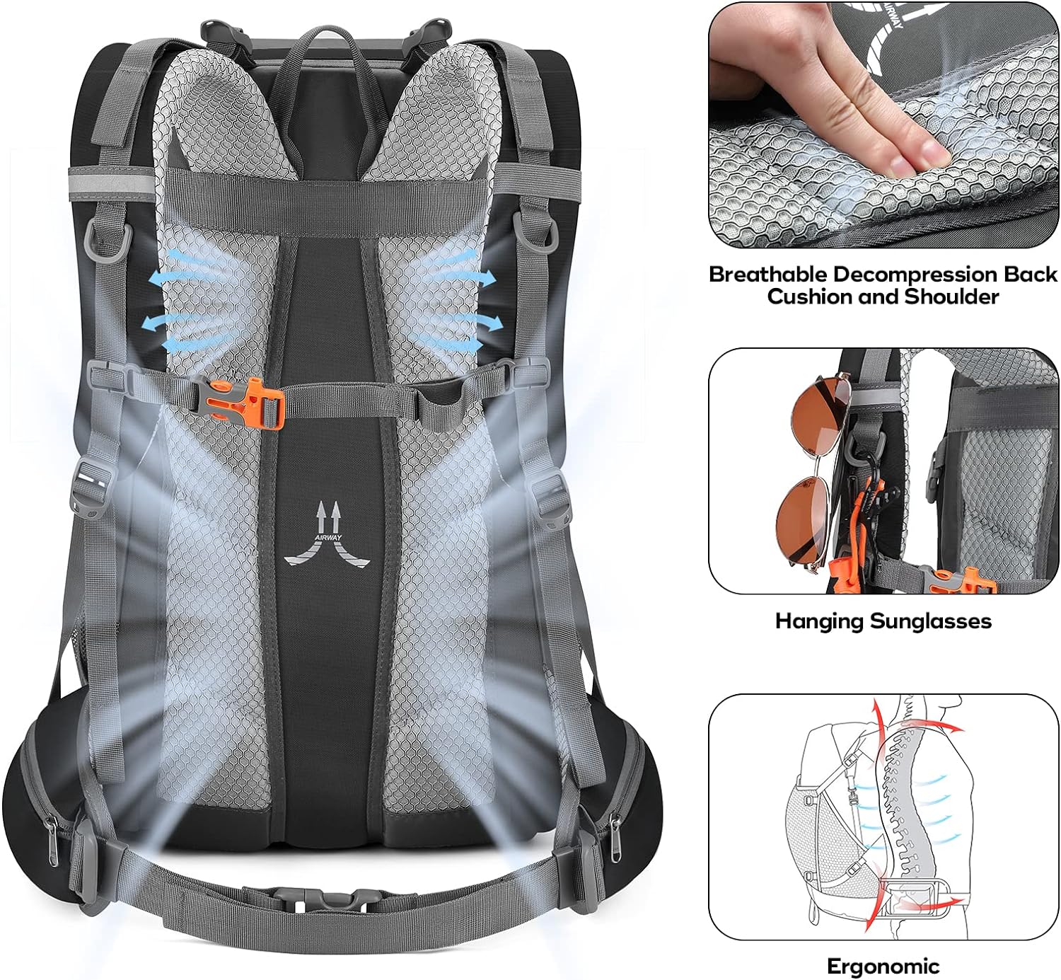 Maelstrom Mochila de senderismo para hombres, mochila de campamento, mochilas de senderismo impermeables con funda de lluvia, mochila ligera de 40 L