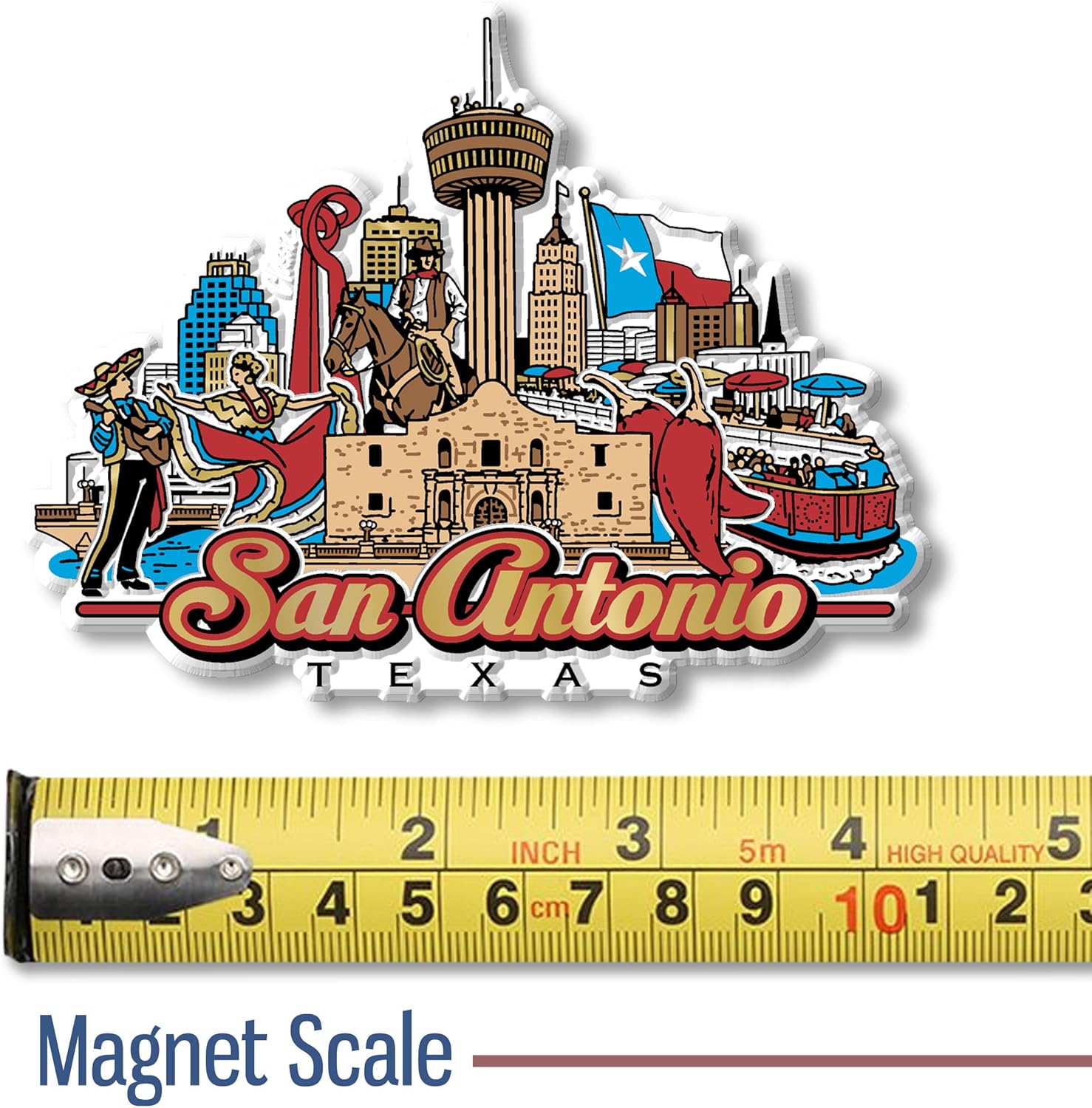 Imán de San Antonio, Texas City por Classic Magnets, recuerdos coleccionables fabricados en los Estados Unidos, 4.21 x 3.22 pulgadas