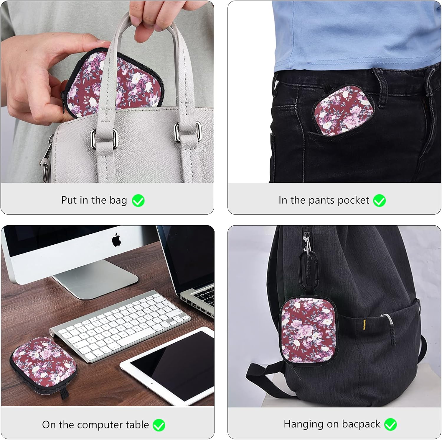 AIRSPO – Funda para auriculares, funda organizadora de auriculares, funda de transporte pequeña, bolsa de almacenamiento de EVA dura, a prueba de