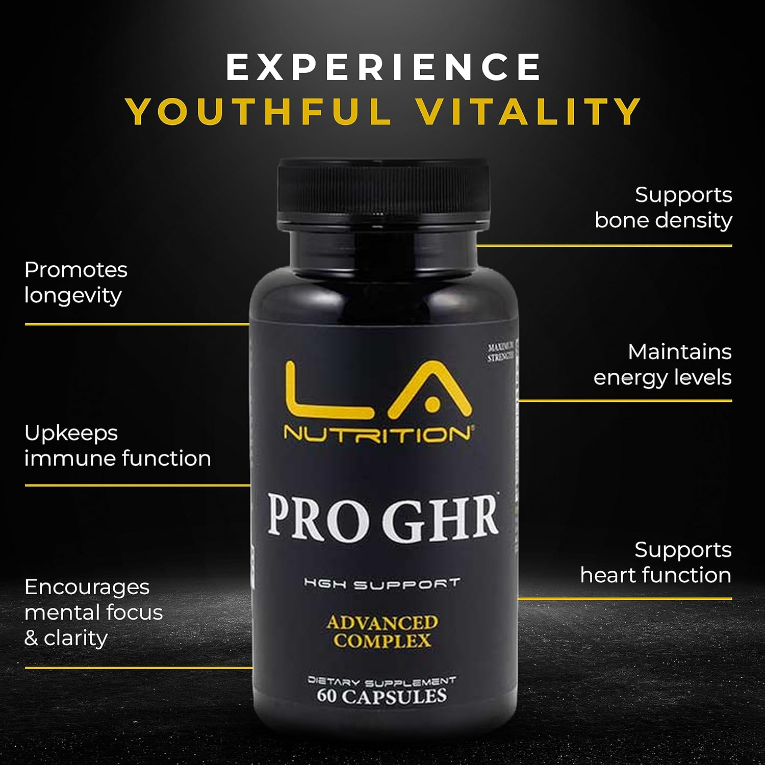 LA Nutrition Suplementos de HGH para hombres y mujeres – Aminoácidos, sueño, salud articular y suplemento de apoyo inmunológico para el rendimiento