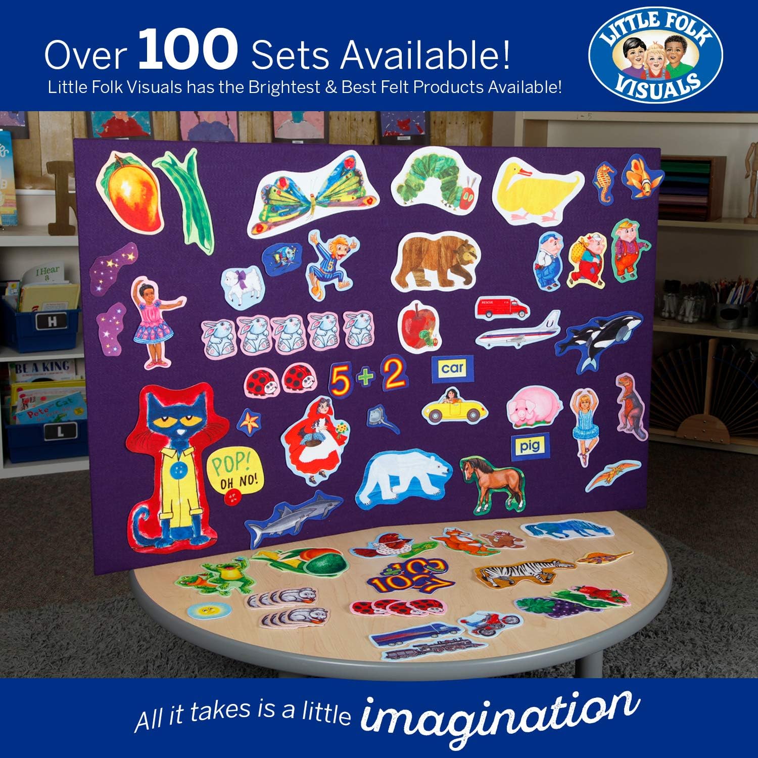 Little Folk Visuals Juego de granja con animales de granja y actividades, juego de juguetes de aprendizaje de fieltro, figuras de tablero de fieltro