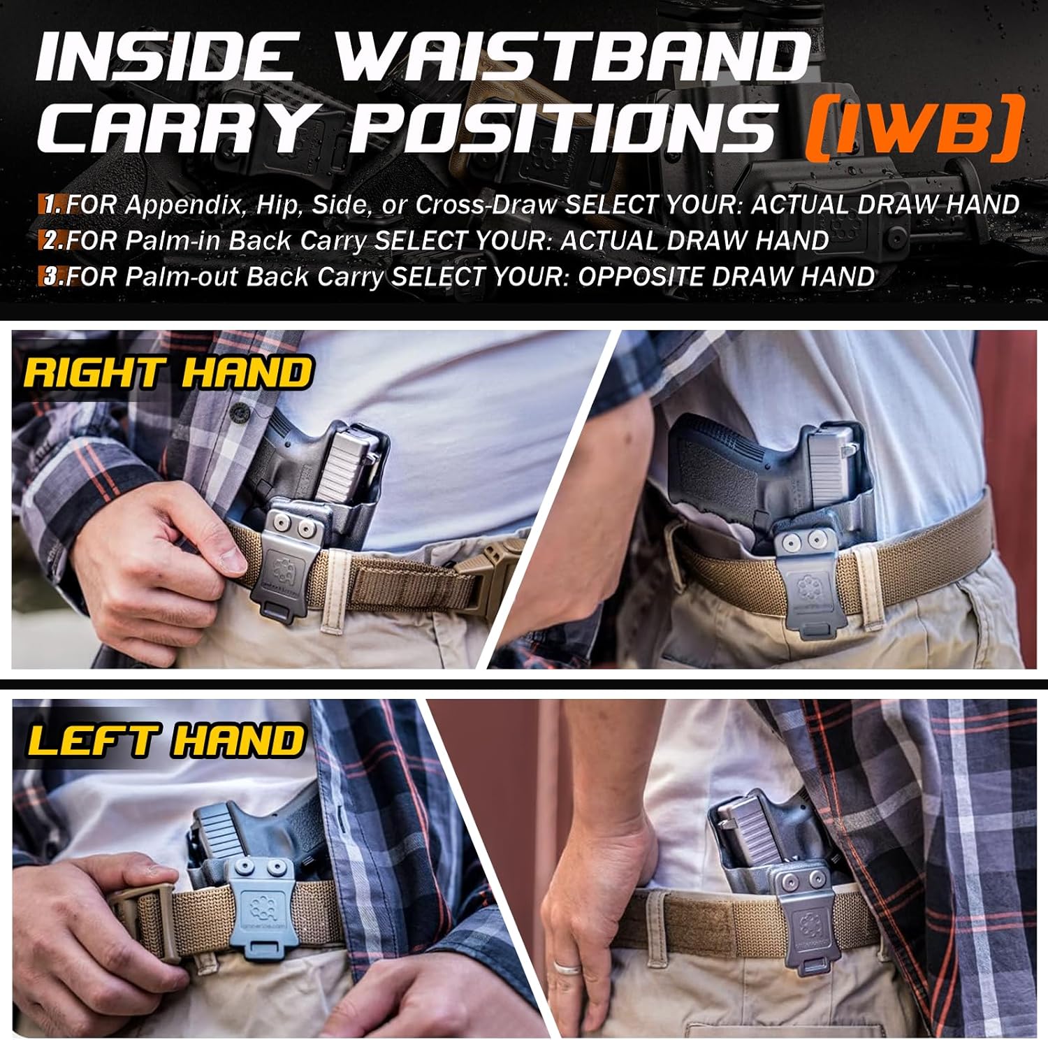 Amberide IWB & OWB KYDEX Holster Fit Sig Sauer P320 Carry  P320 Compact  P320 M18 Pistol, Inside Waistband Concealed Carry Holster, Adjustable Cant