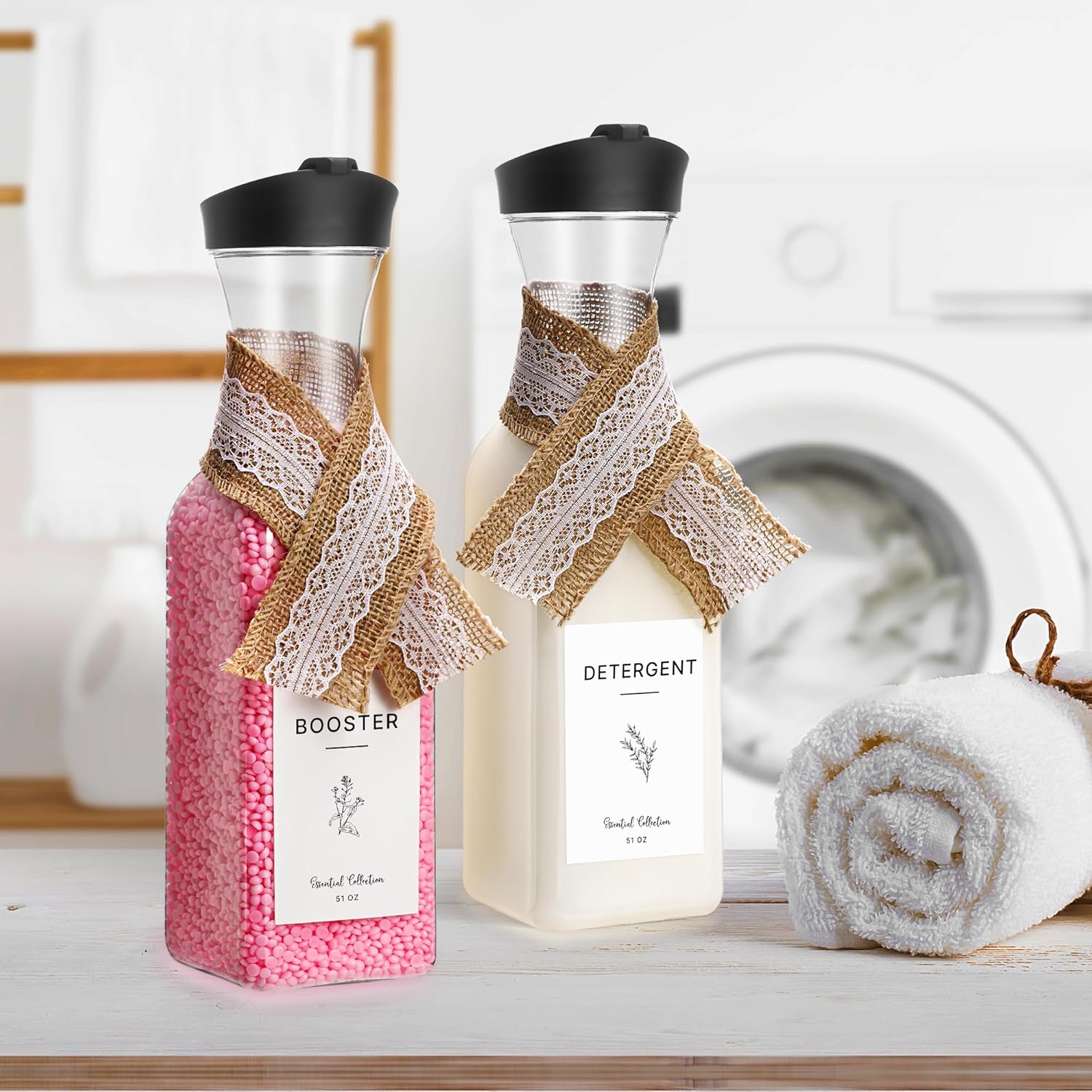 Arjust Dispensador de jabón de lavandería para decoración de cuarto de lavado, contenedores de jabón para lavandería, contenedor de detergente para