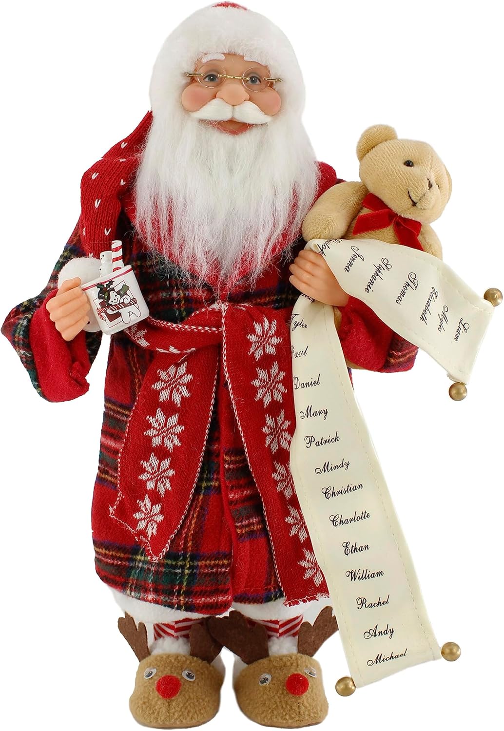 Sleepytime 163006 – Pantuflas de reno mullido de Papá Noel, 16 pulgadas, figura decorativa