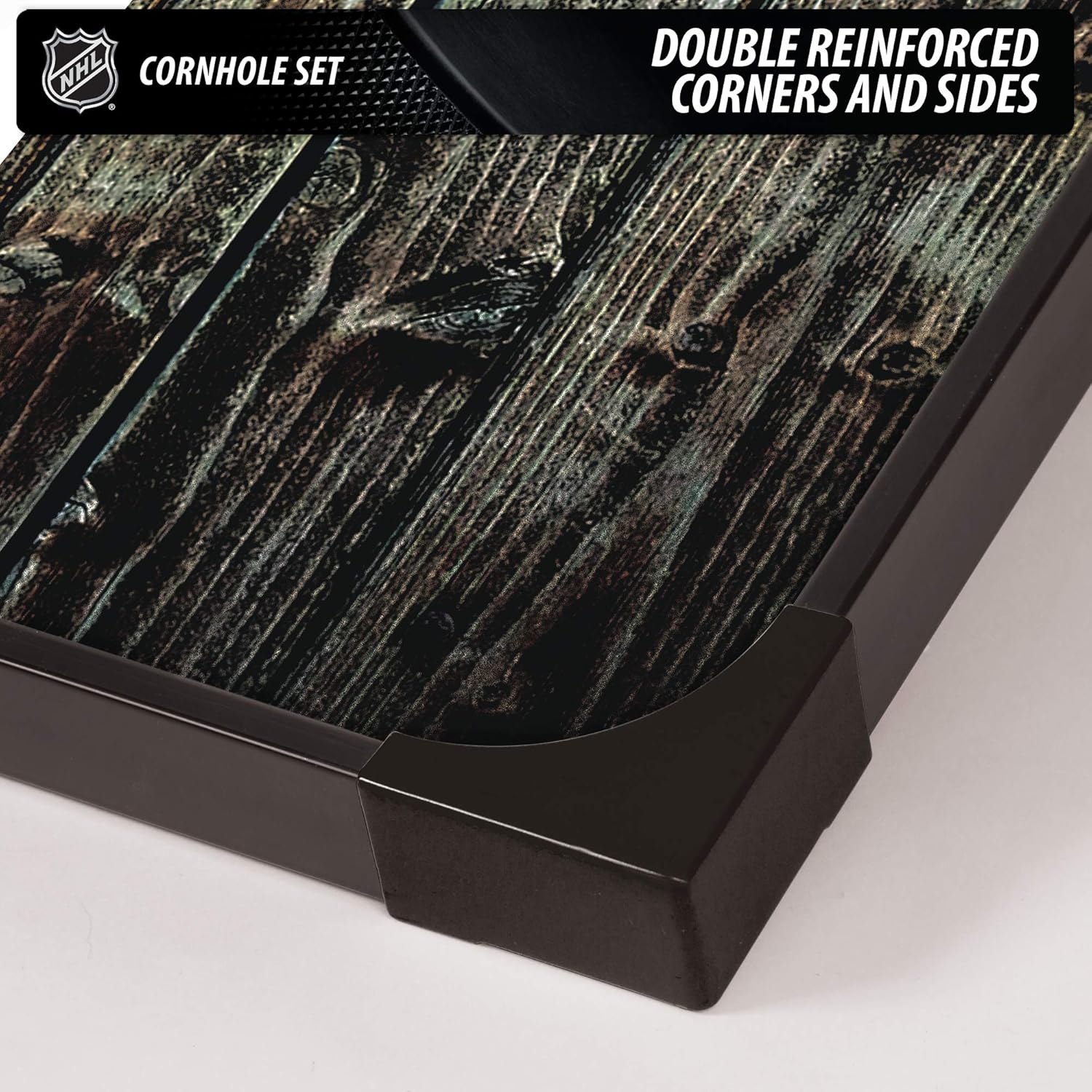 NHL Pro Hockey sobre hielo 2′ x 3′ MDF madera Deluxe Cornhole Set por Wild Sports, viene con 8 pufs  perfecto para portón trasero, al aire libre,