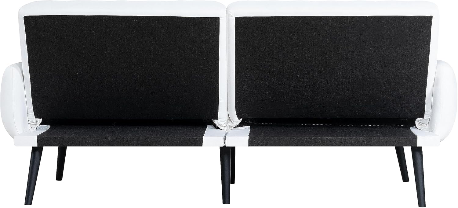 Naomi Home Raven – Sofá cama futón moderno, sofá convertible con respaldo dividido de lino para sala de estar, sofá cama moderno de mediados de