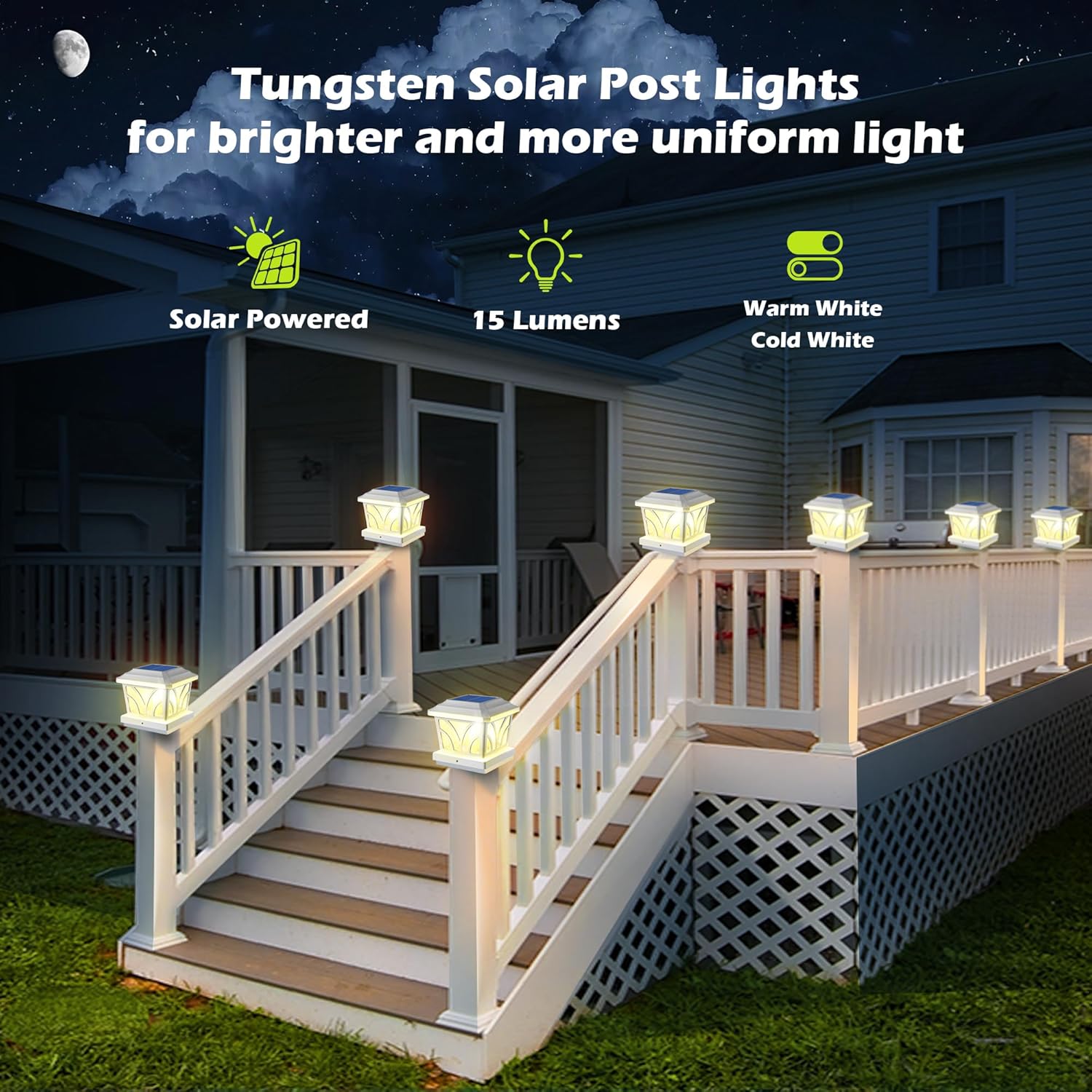 LeiDrail Luces solares para postes al aire libre, 2 modos de aluminio para valla, cubierta de valla, bombillas LED Edison para postes de madera de