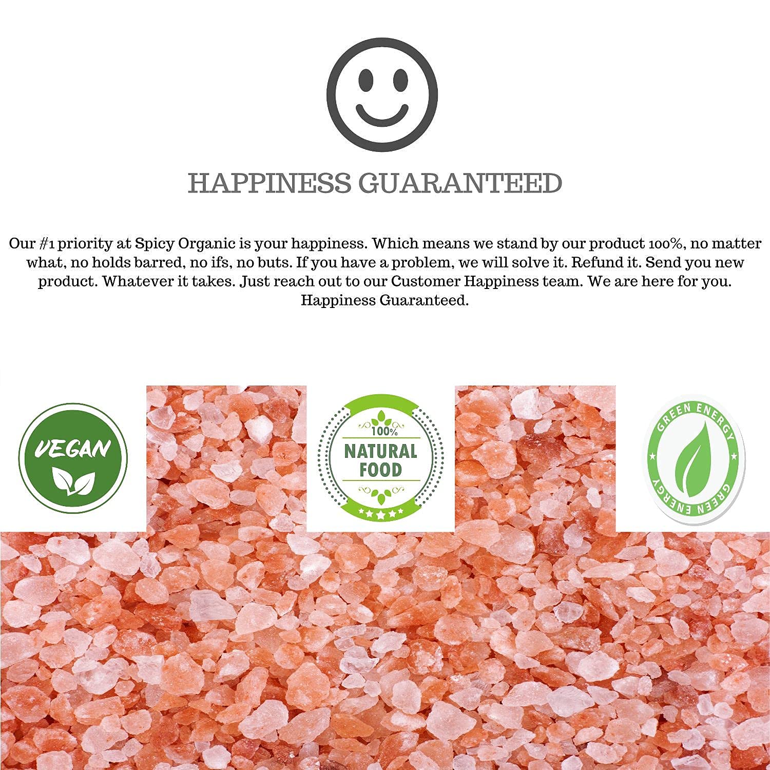 SPICY ORGANIC Sal natural del Himalaya sin OMG, sal rosa del Himalaya sin gluten, rica en 80 minerales y elementos, 4 onzas.
