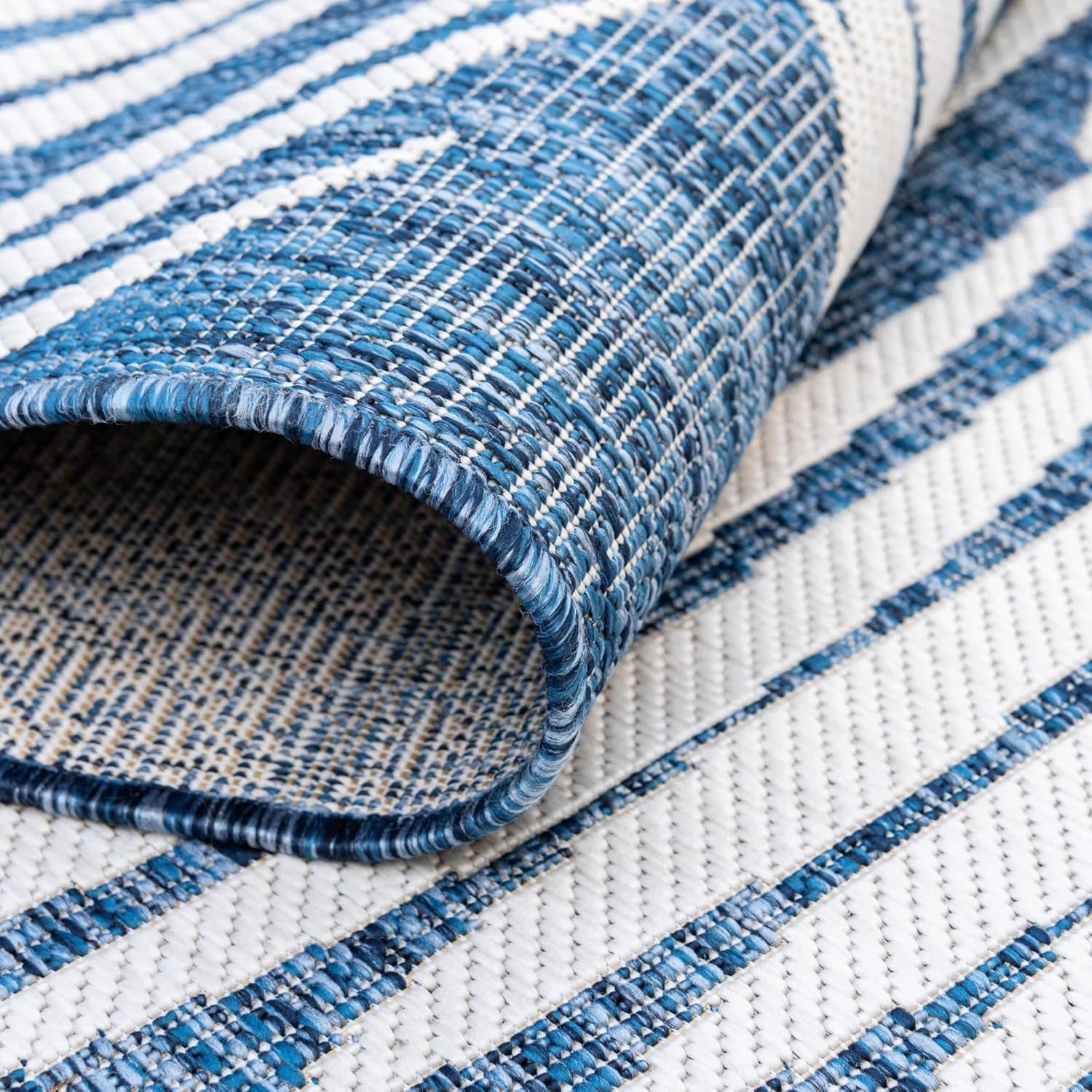 Unique Loom – Tapete de la colección Outdoor Botanical, diseño de palmera (5.1pies x 8pies, rectangular, color azulazul marino)