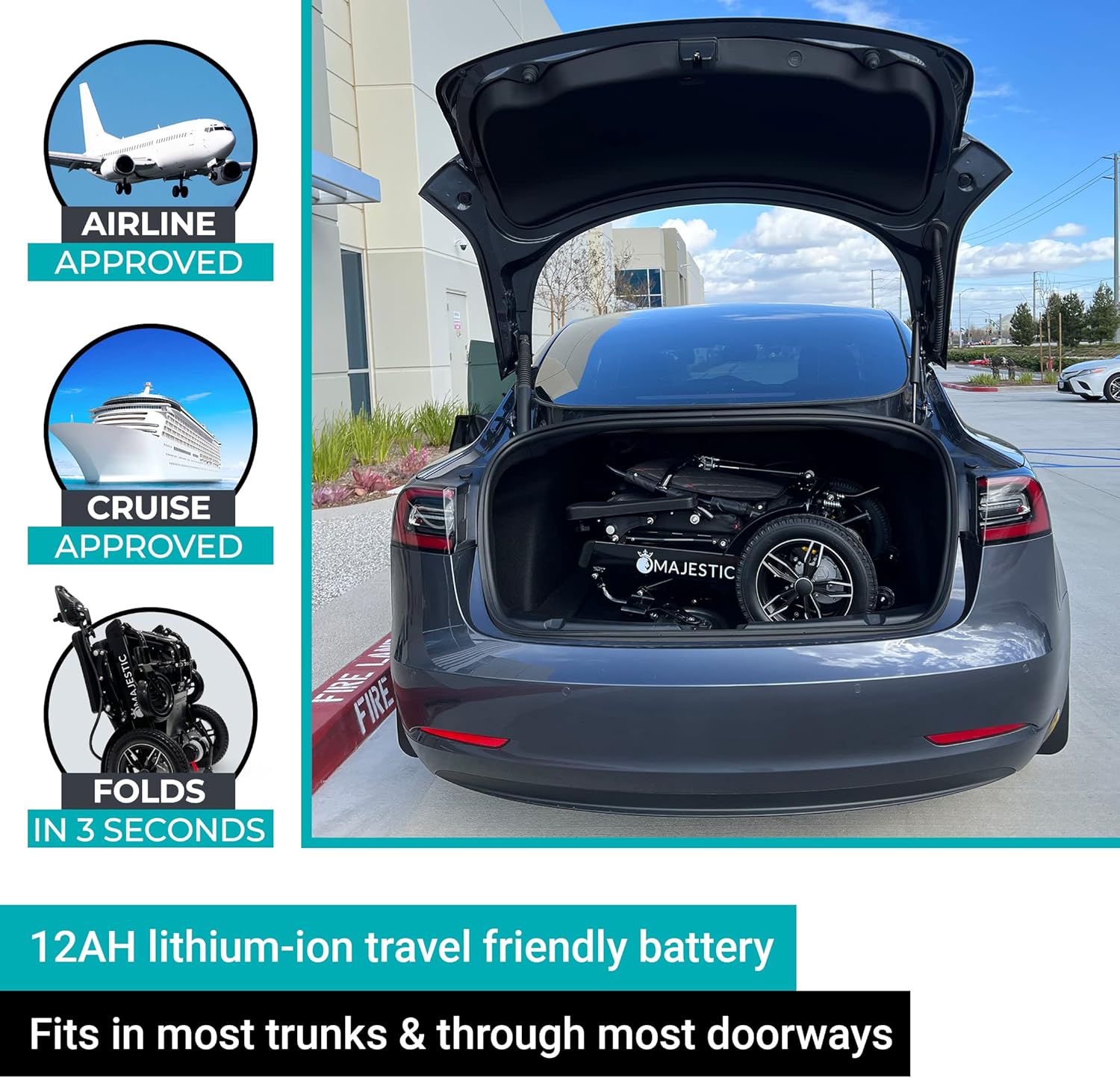 Majestic – Sillas de ruedas eléctricas para adultos, silla de ruedas eléctrica plegable ligera, silla de ruedas motorizada para personas mayores,