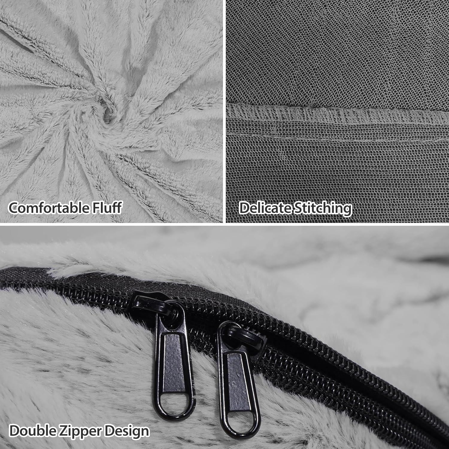 Funda para puf (solo funda, sin relleno), funda para cama de puf gigante de 6 pies para adultos, grande, redondo, suave, esponjoso, de terciopelo,