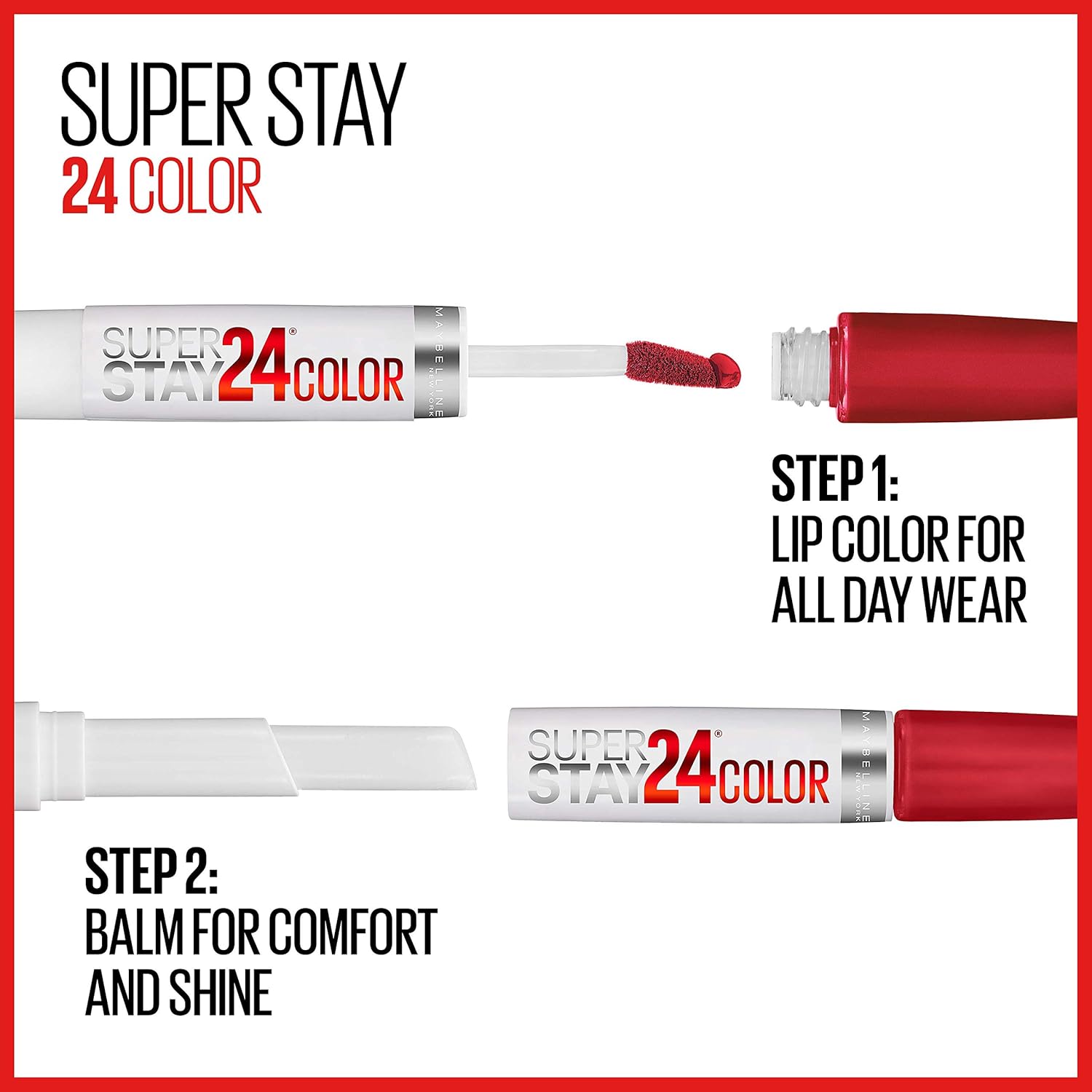 MAYBELLINE SuperStay 24 – Lápiz labial líquido de 2pasos, labial altamente pigmentado de larga duración con bálsamo hidratante, color rosa (Infinite