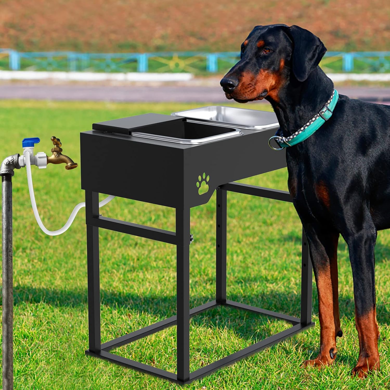 Autofeedog Comedero automático elevado para perros, acero inoxidable, 8 alturas ajustables, reduce el estrés de las articulaciones, fácil de limpiar