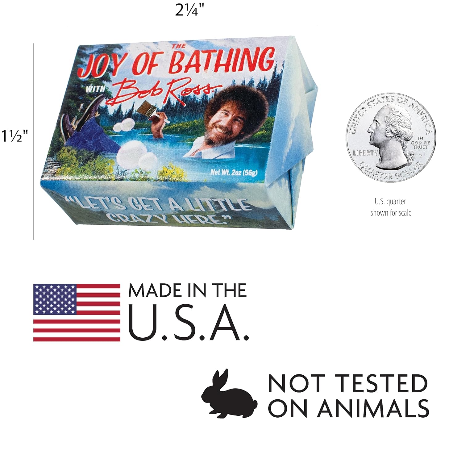 The Unemployed Philosophers Guild Bob Ross Soap – Hecho en los Estados Unidos, 2oz (56g) de jabón de barra de invitados de tamaño viaje