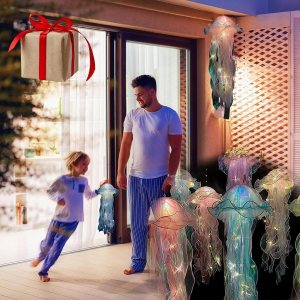 4 luces de mano con forma de pez gelatina, decoración para dormitorio, patio, jardín, regalo para vacaciones, Navidad, fiesta de cumpleaños, faroles 4 luces de mano con forma de pez gelatina, decoración para dormitorio, patio, jardín, regalo para vacaciones, Navidad, fiesta de cumpleaños, faroles