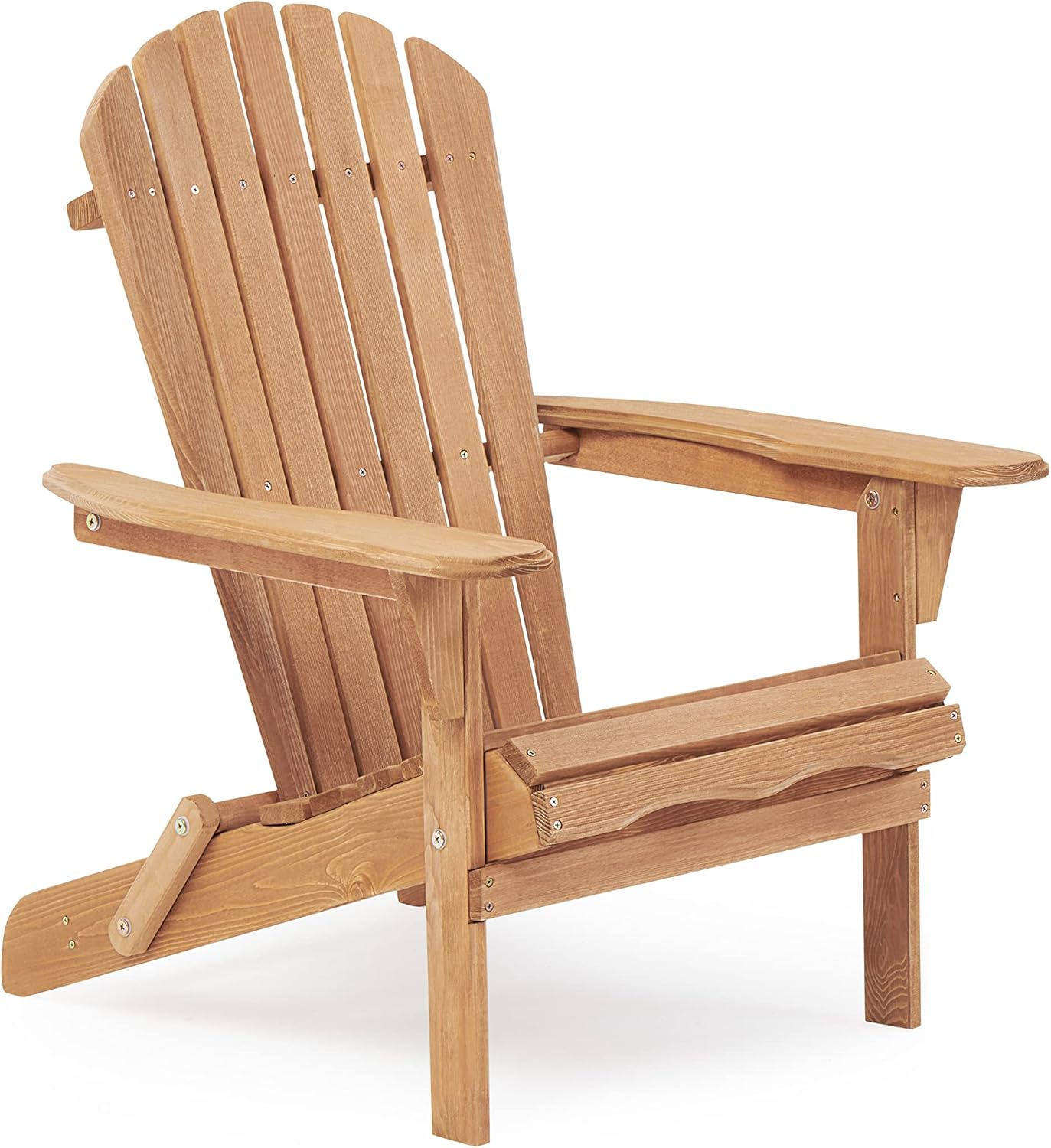 Silla Adirondack plegable de madera para exteriores con respaldo premontado, silla de patio de madera para jardín, patio trasero, porche, piscina,