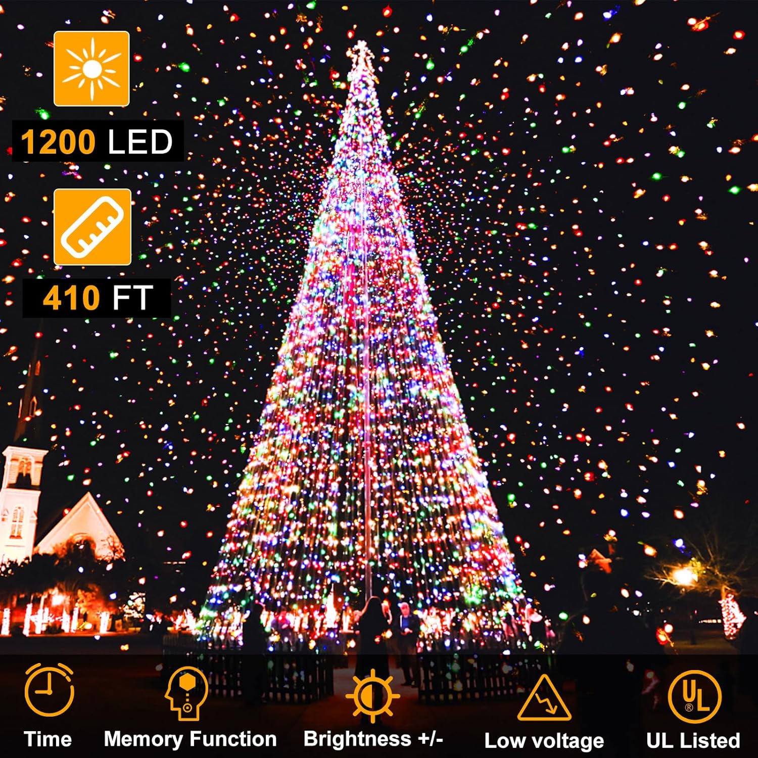 1200 luces LED de Navidad de 392 pies, decoración al aire libre, 8 modos y temporizador de memoria, luces de Navidad con enchufe remoto, guirnalda
