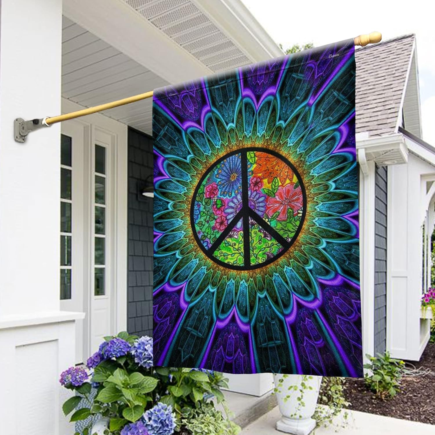 Banderas-Bandera Hippie Just A Little Something To Brighten Your Day QNK163F, bandera de casa (29.5 x 39.5 pulgadas), banderas de jardín de casa de