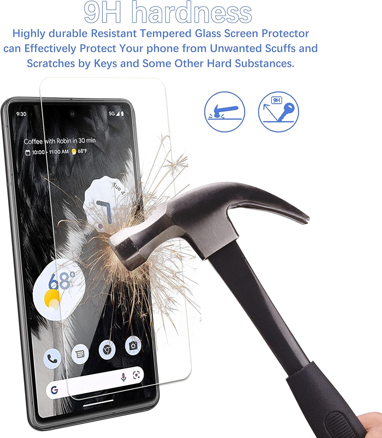 Paquete de 3 protectores de pantalla para Google Pixel 7 con 3 protectores de lente de cámara, vidrio templado 9H, sin burbujas, antiarañazos, fácil