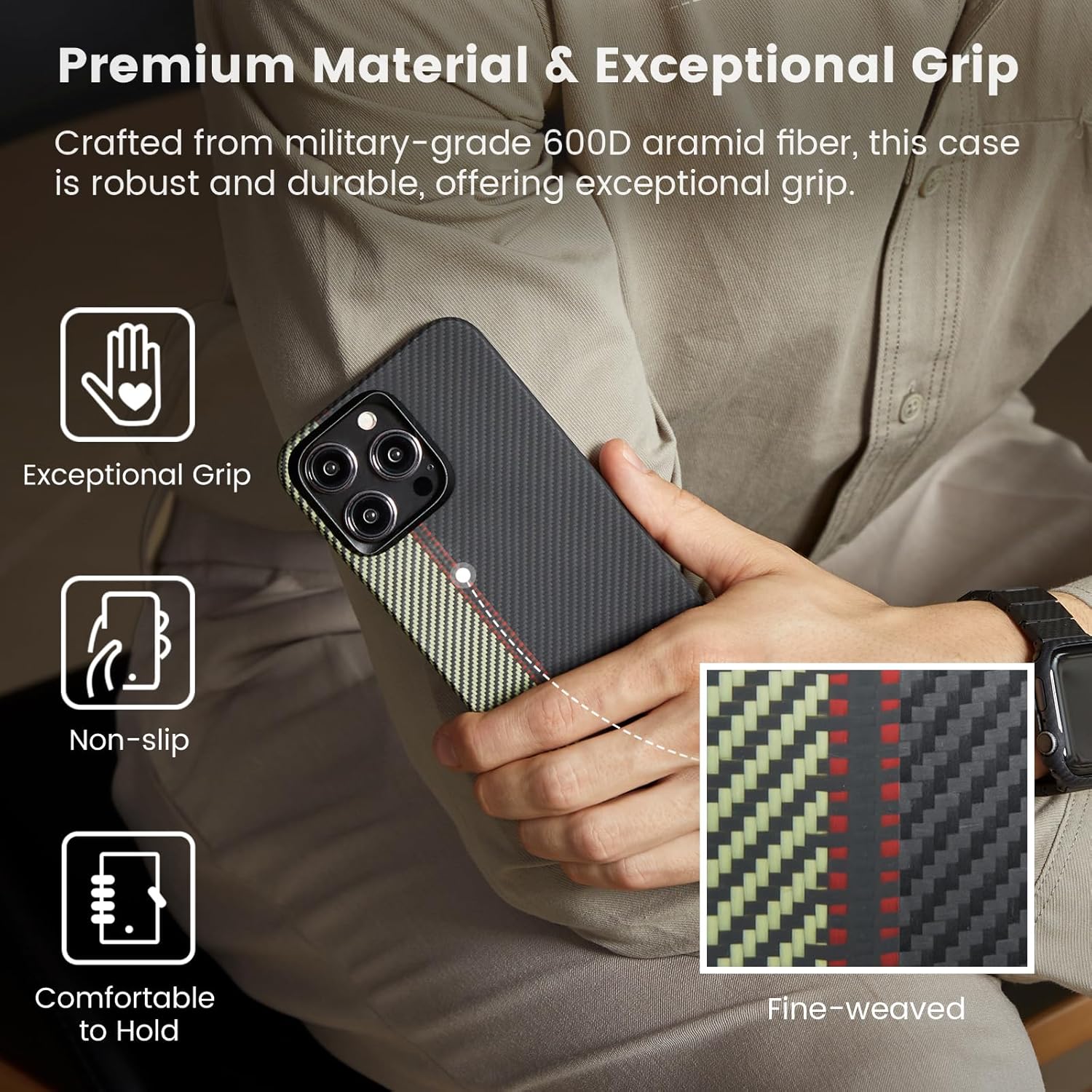 pitaka Funda para iPhone 15 Pro compatible con MagSafe, funda delgada y ligera para iPhone 15 Pro de 6.1 pulgadas con una sensación táctil sin
