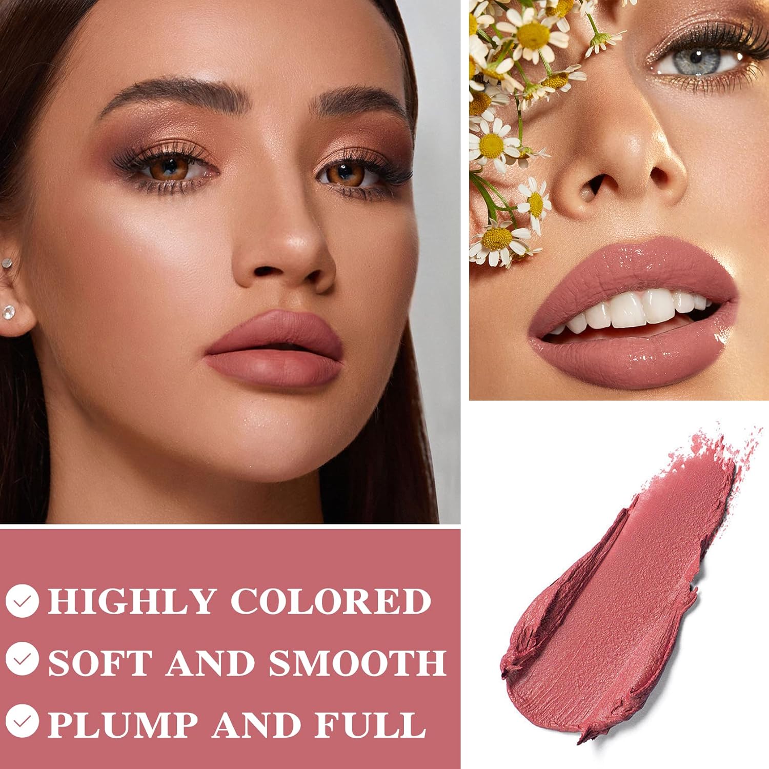 Lápiz labial mate nude sedoso y suave, brillo de labios nude, brillo de labios nude, lápiz labial mate, regalos de maquillaje de labios para