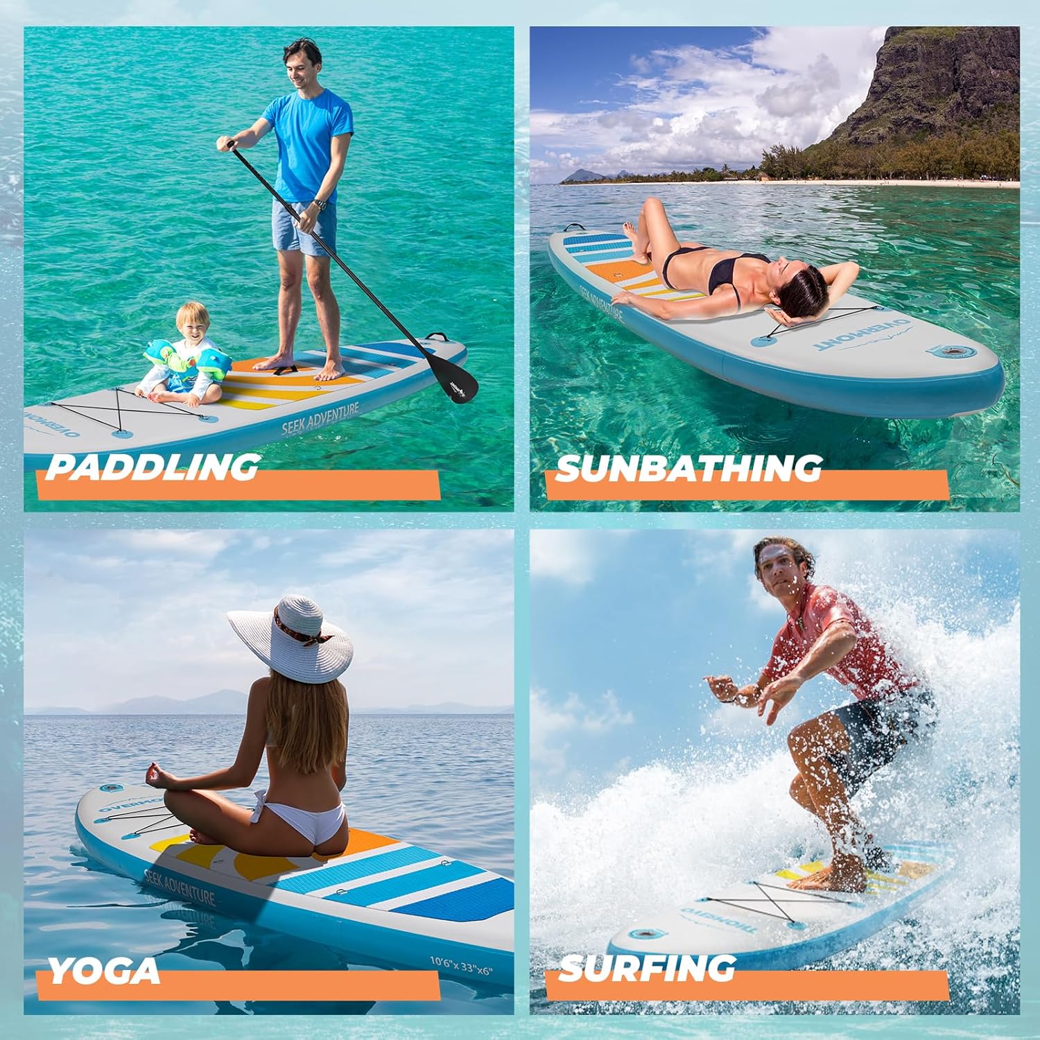 Overmont Inflatable Stand Up Paddle Board with Premium SUP Accessories, 106 Wide Durable Design, Non-Slip Stable Deck for Youth & Adults of All